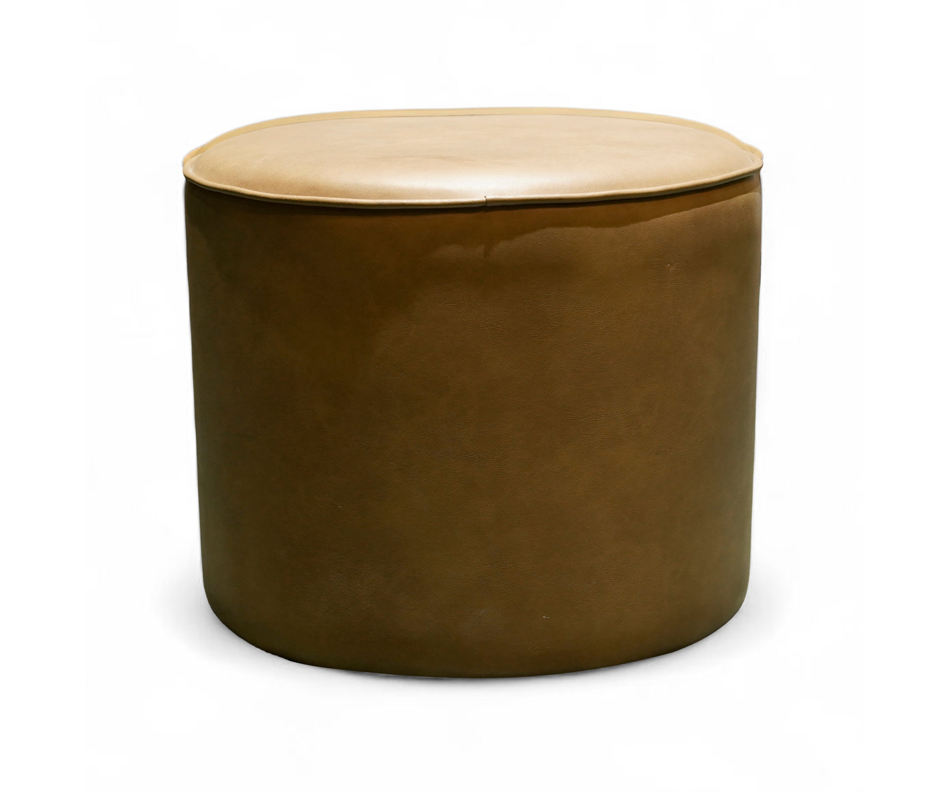Round Leather Ottoman