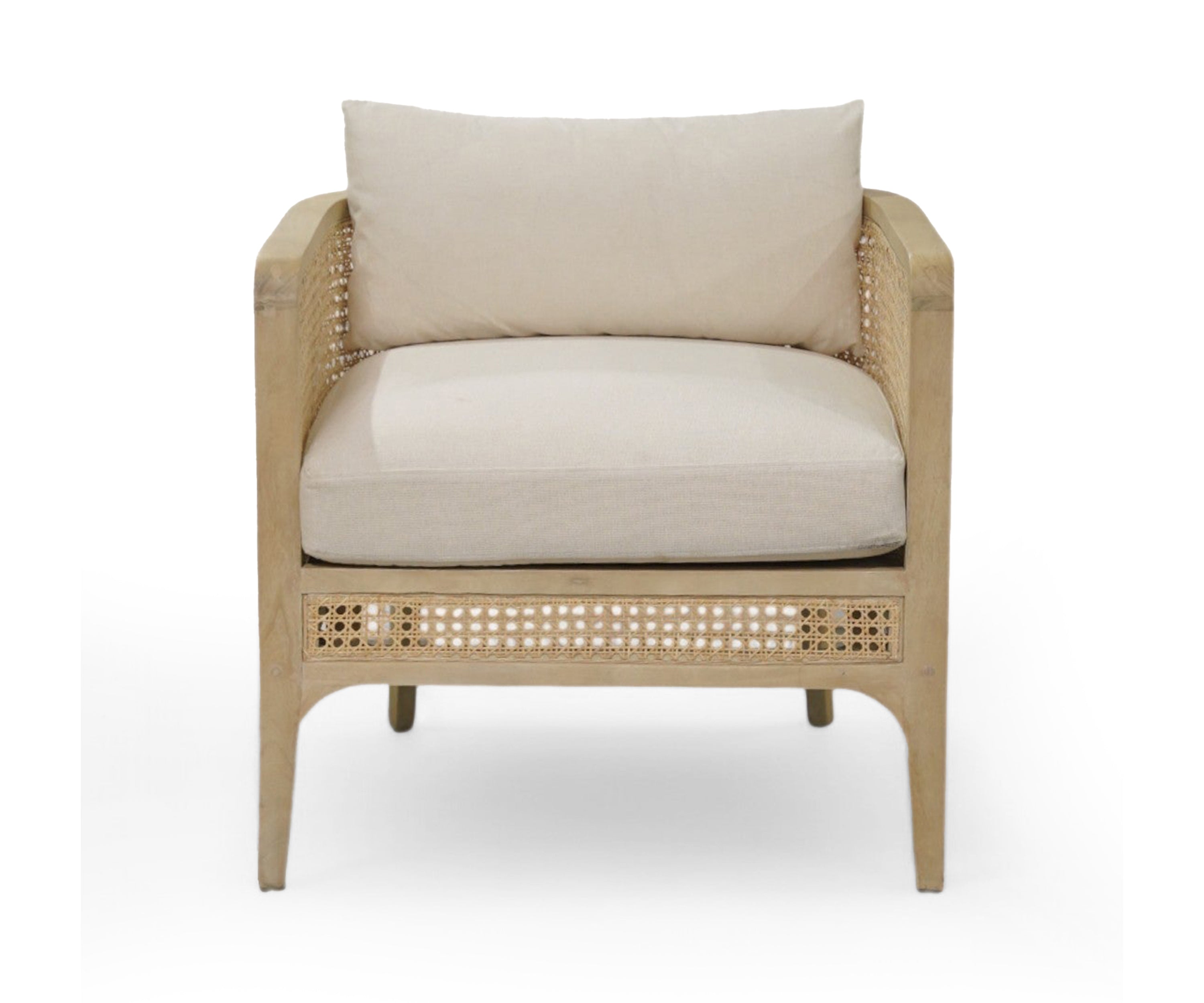 Natural Oak Cane Accent Arm Chair