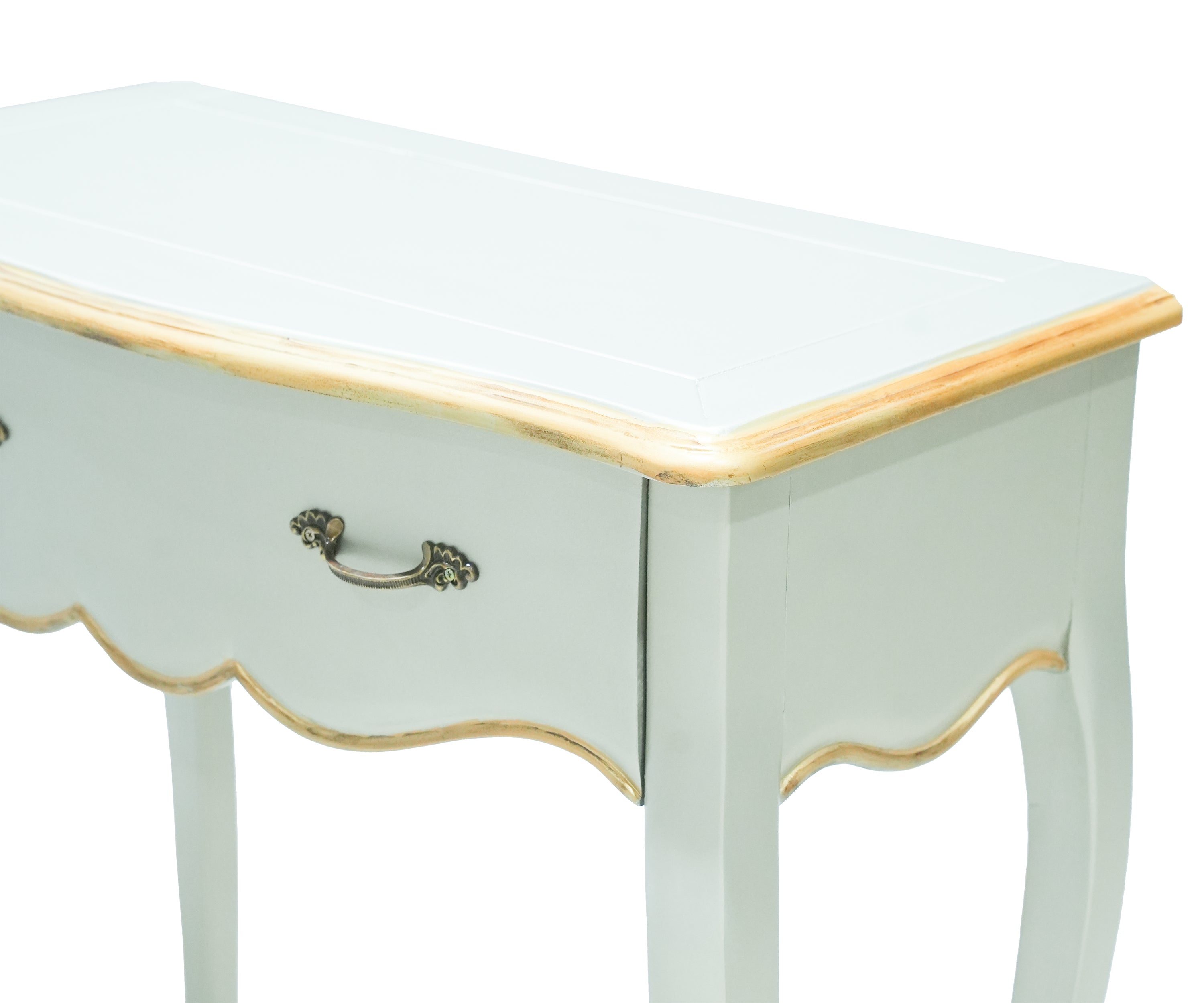Provincial French Curved Scallop Grey & Gold Console