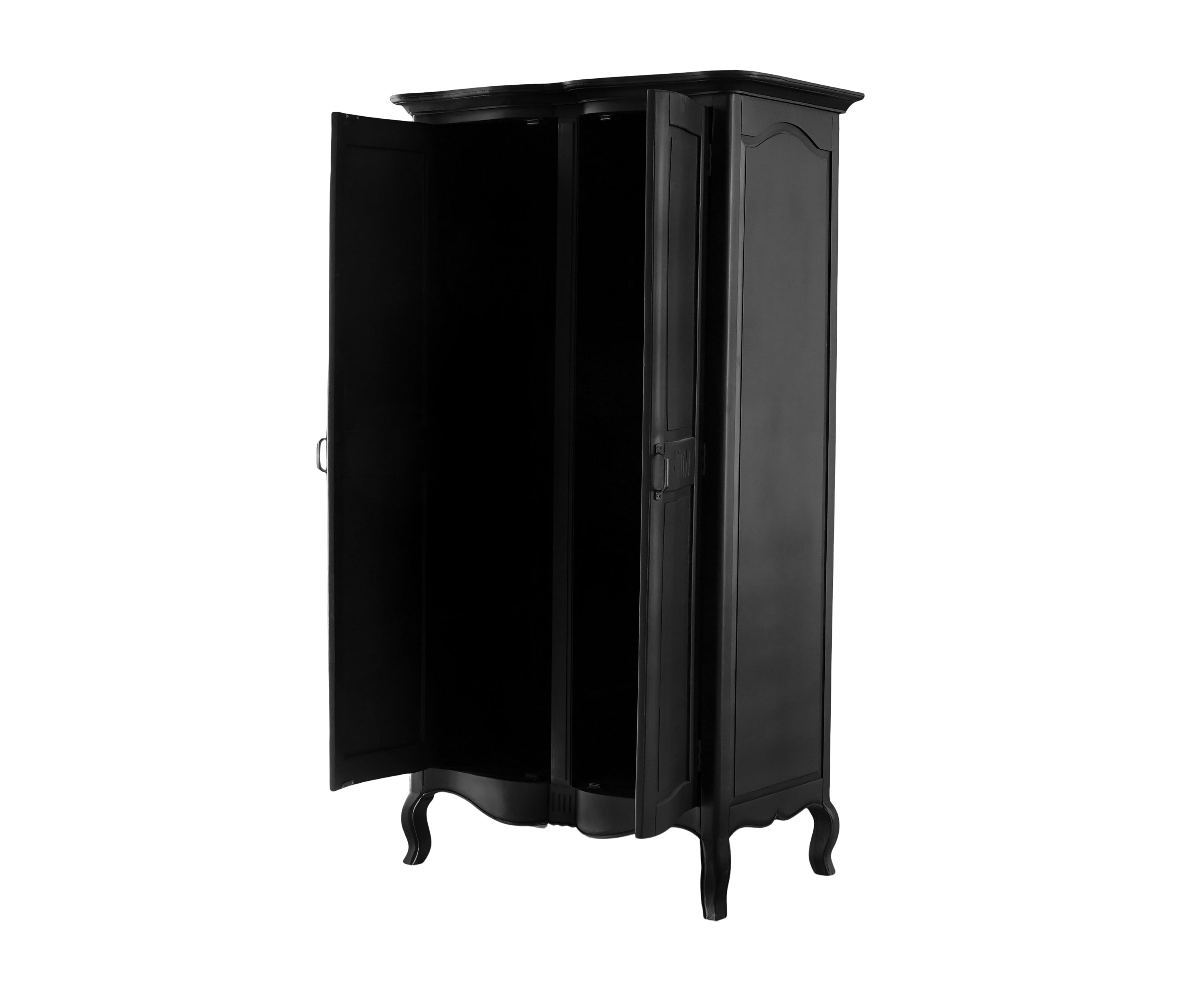 French Provincial Double-Door Wardrobe in Matte Black