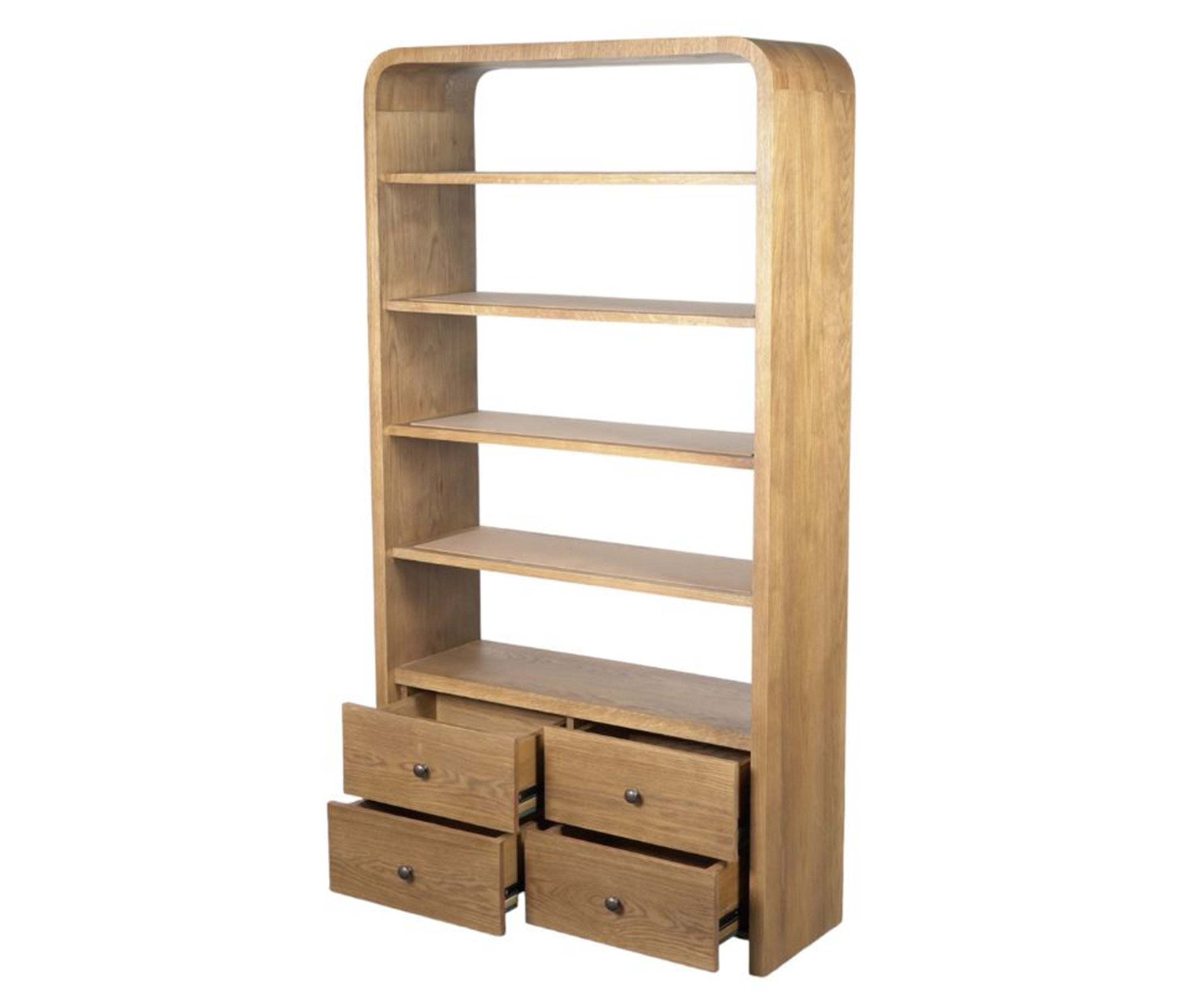Modern Oak Wooden Display Shelf with 4 Drawers