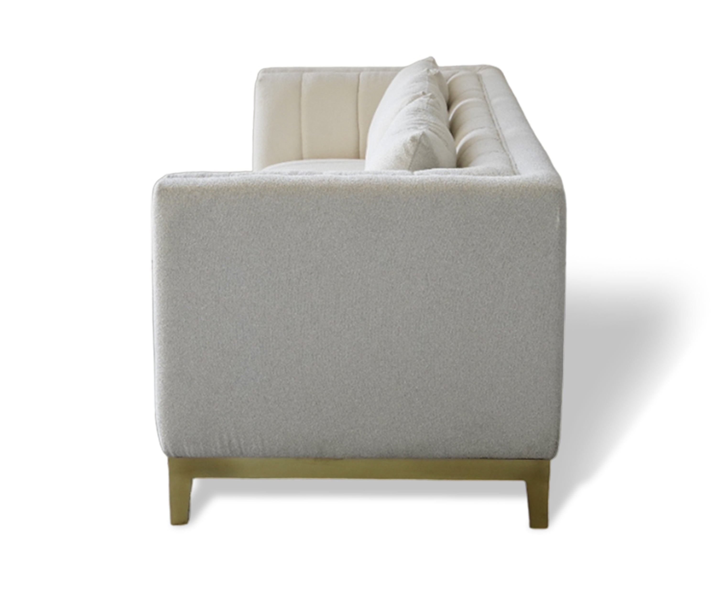 Cream Bouclé 3 Seater Sofa with Gold Base
