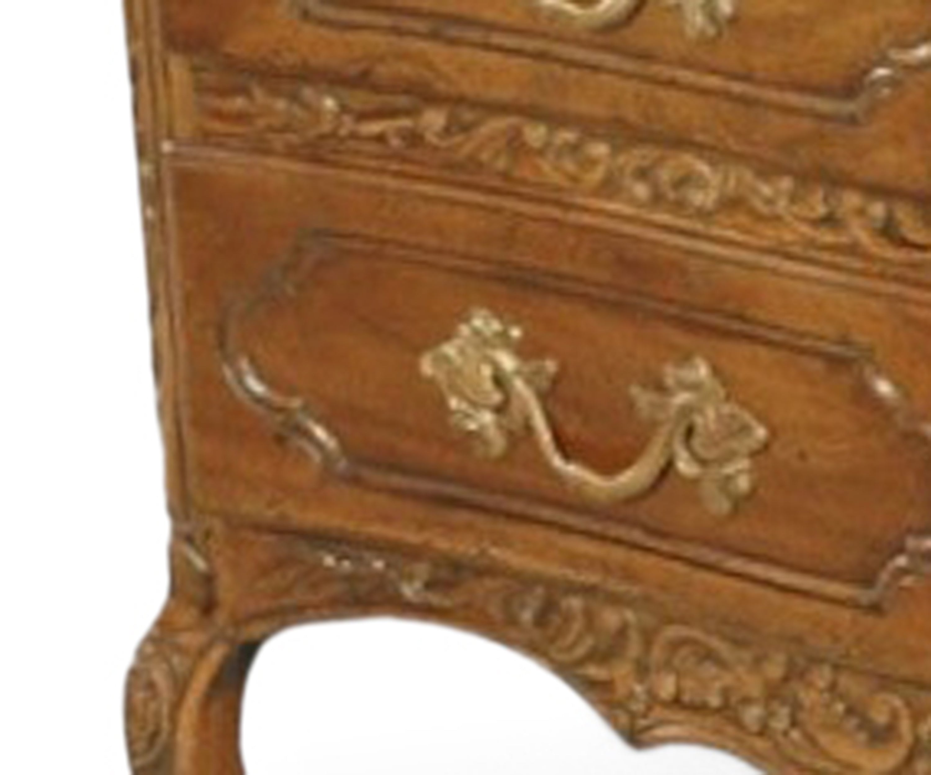 French Style Chest of Drawers with Brass Hardware in Brown
