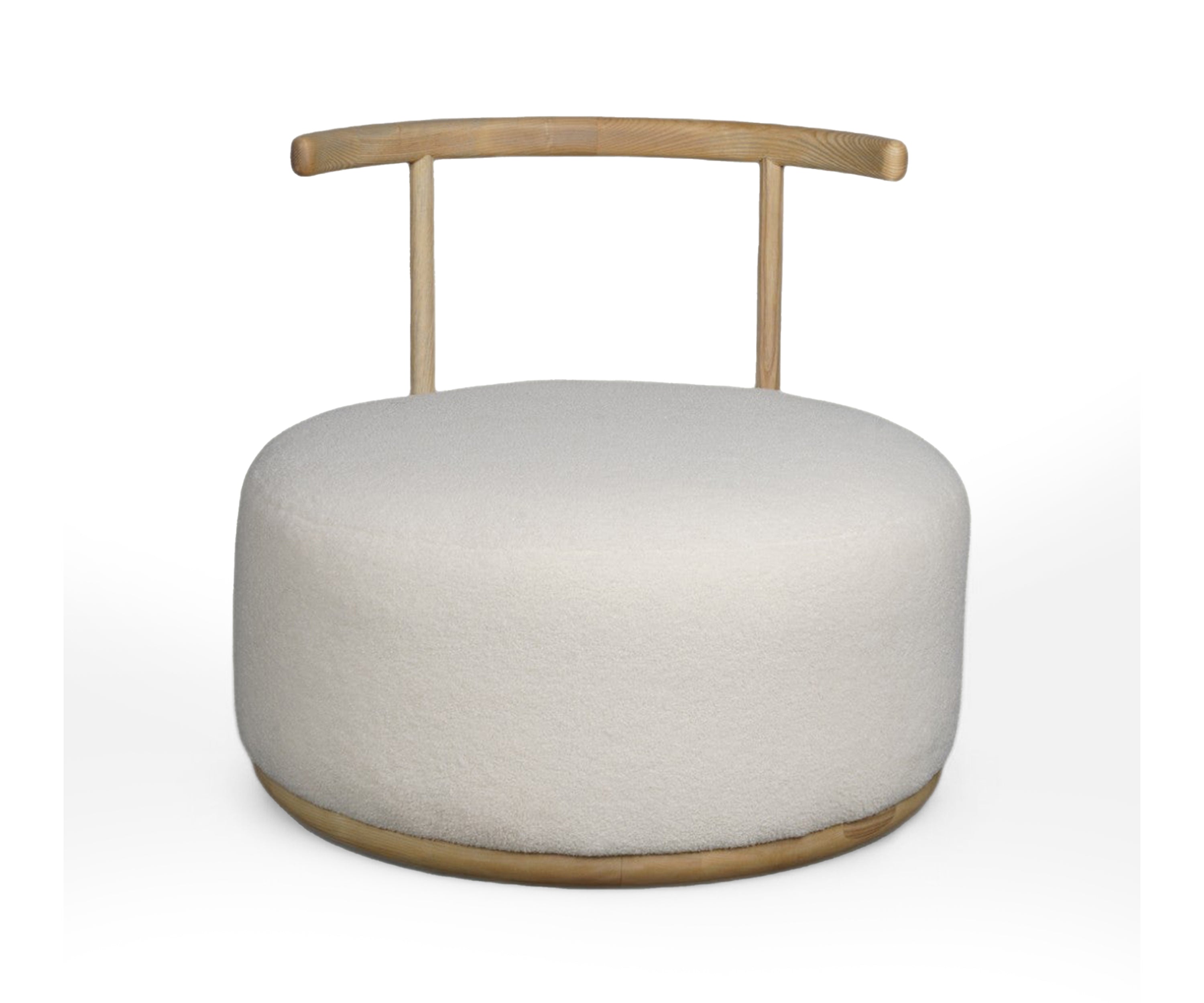 Oak Frame Round Lounge Chair with Cushion