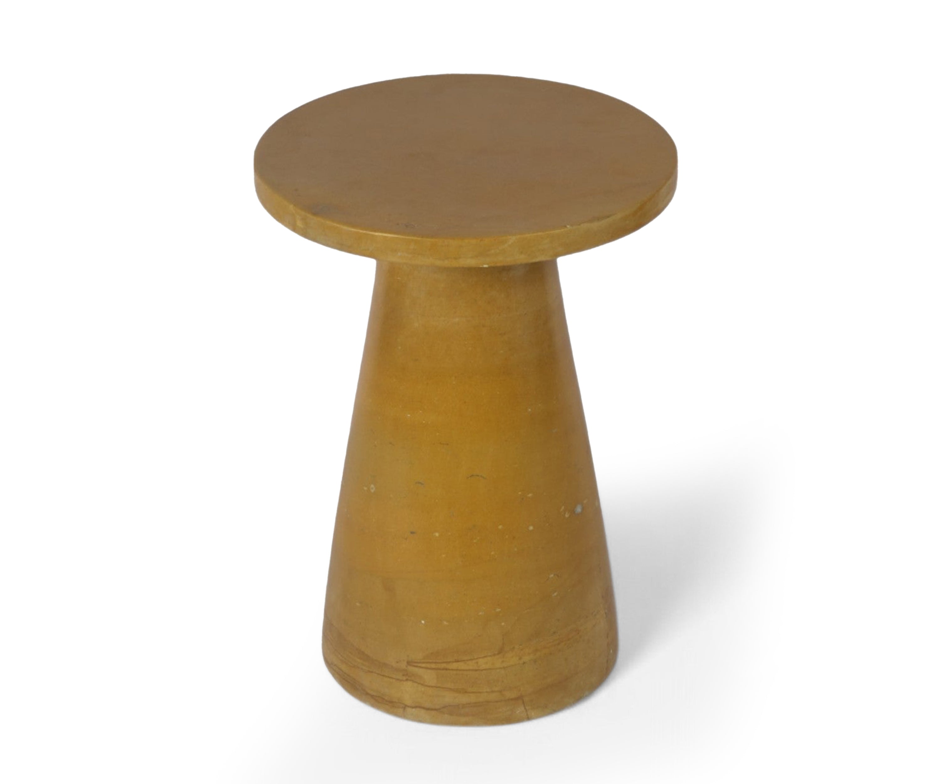 Ochre Round Side Table with Tapered Pedestal Base