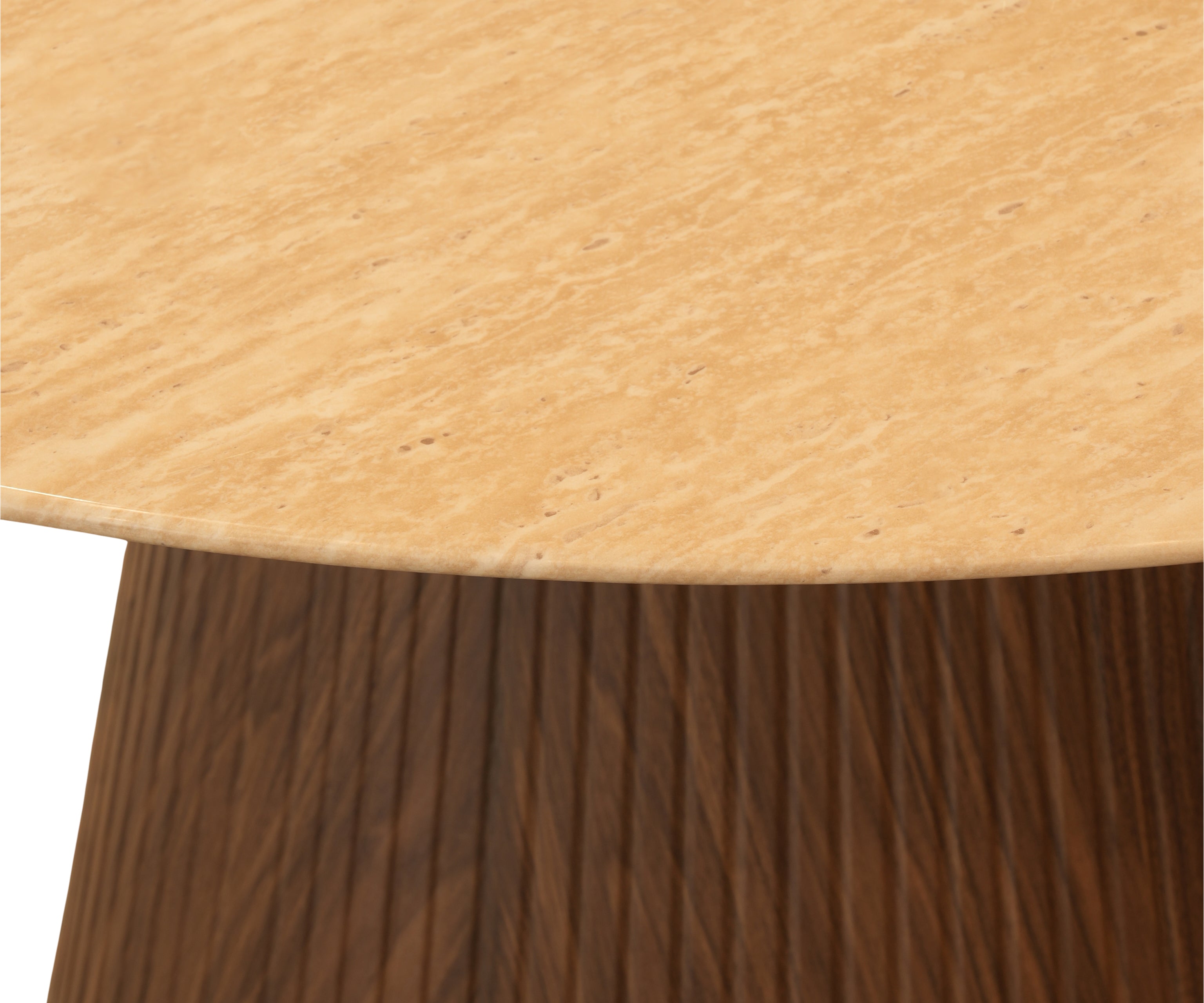 Modern Round Solid Wood Dining Table with Sculpted Pedestal Base