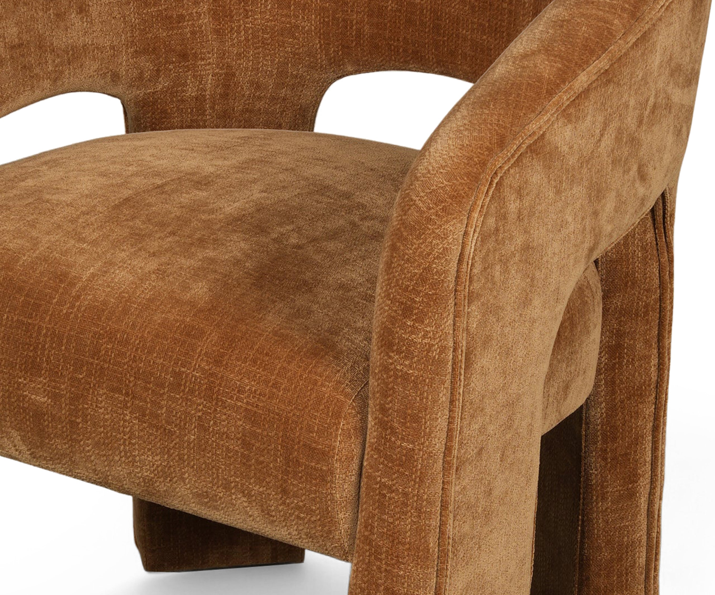 Camel Velvet Barrel Arm Chair
