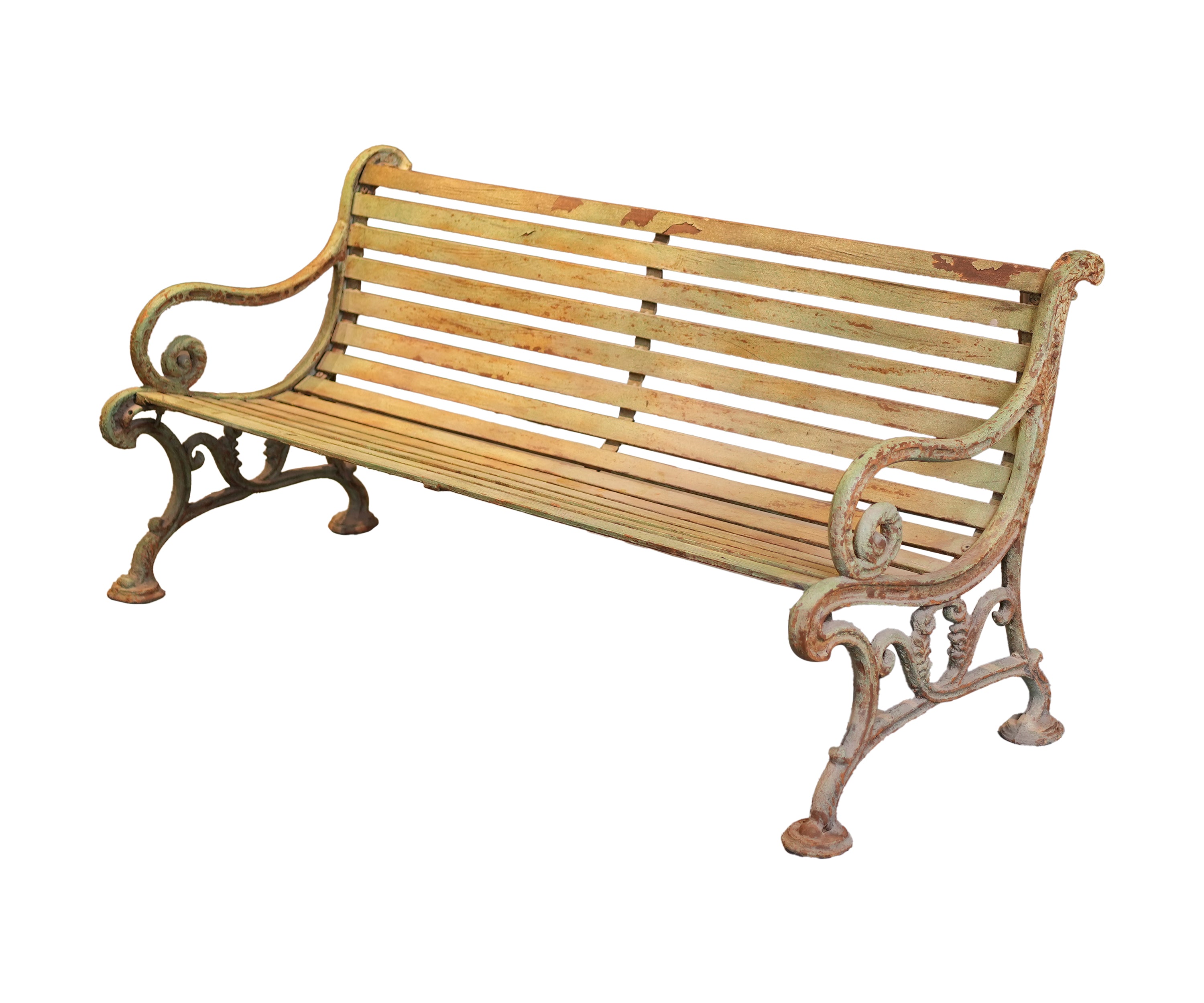 Vintage Outdoor Bench with Slatted Seat