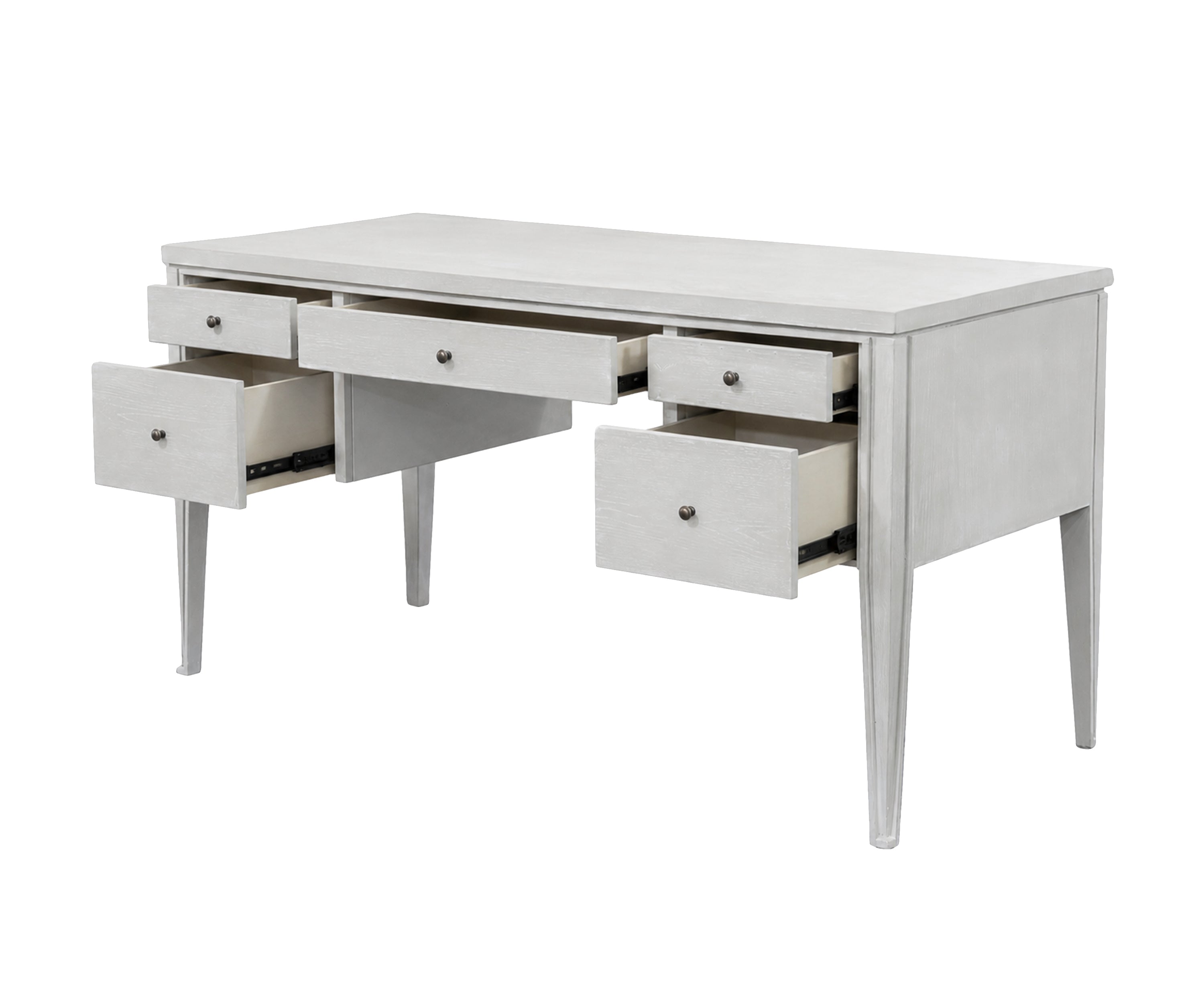 Modern White Wooden Study Table with Multiple Drawers