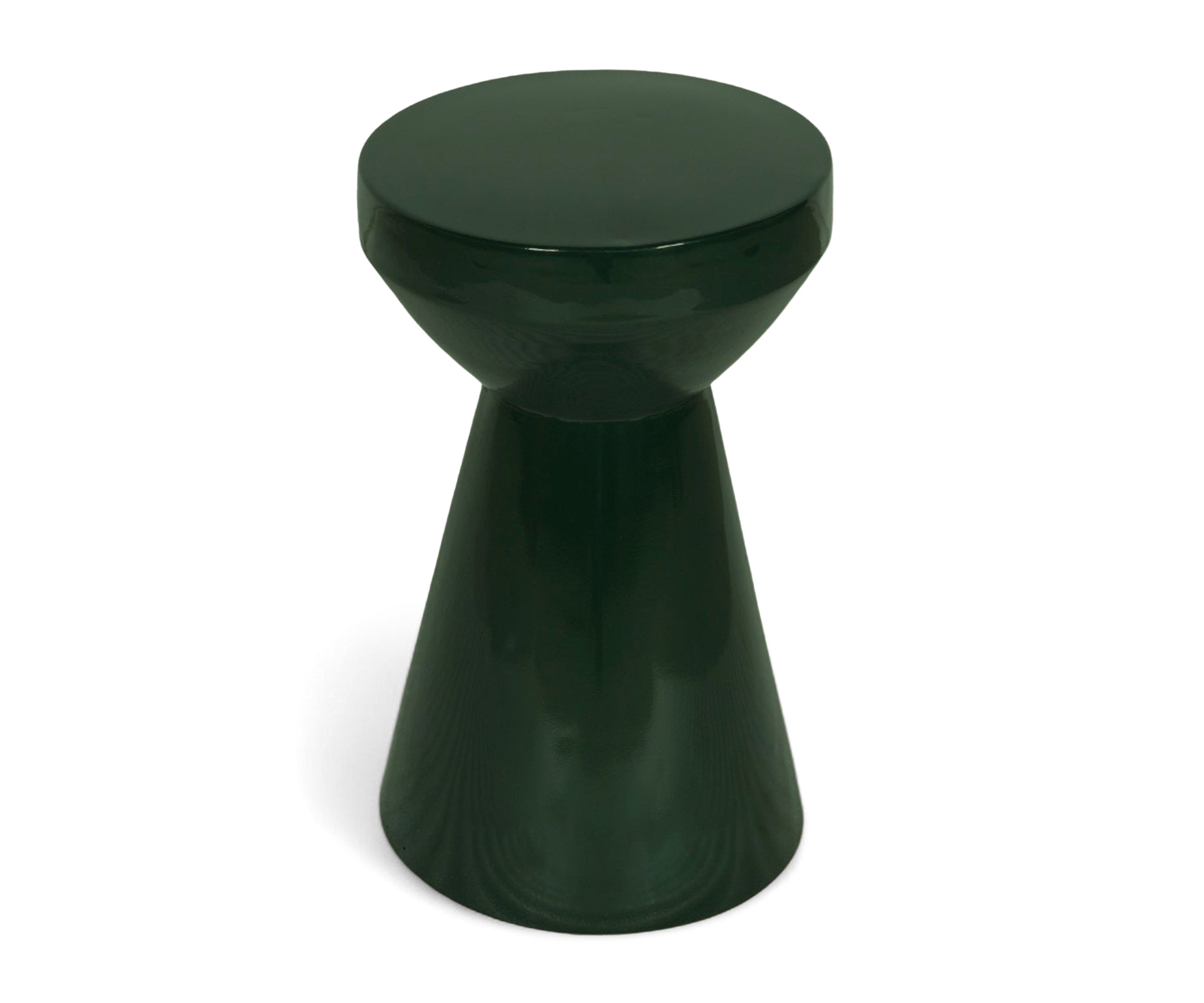 Emerald Green Metal Side Table with Tapered Pedestal Base