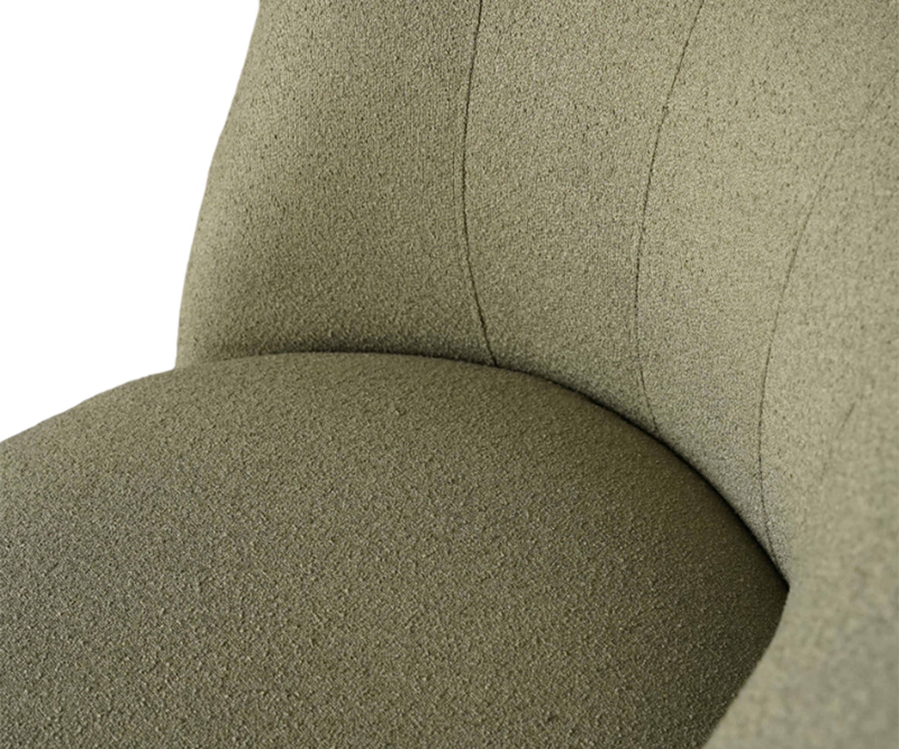Olive Green Curved 3-Seater Sofa with Soft Upholstery