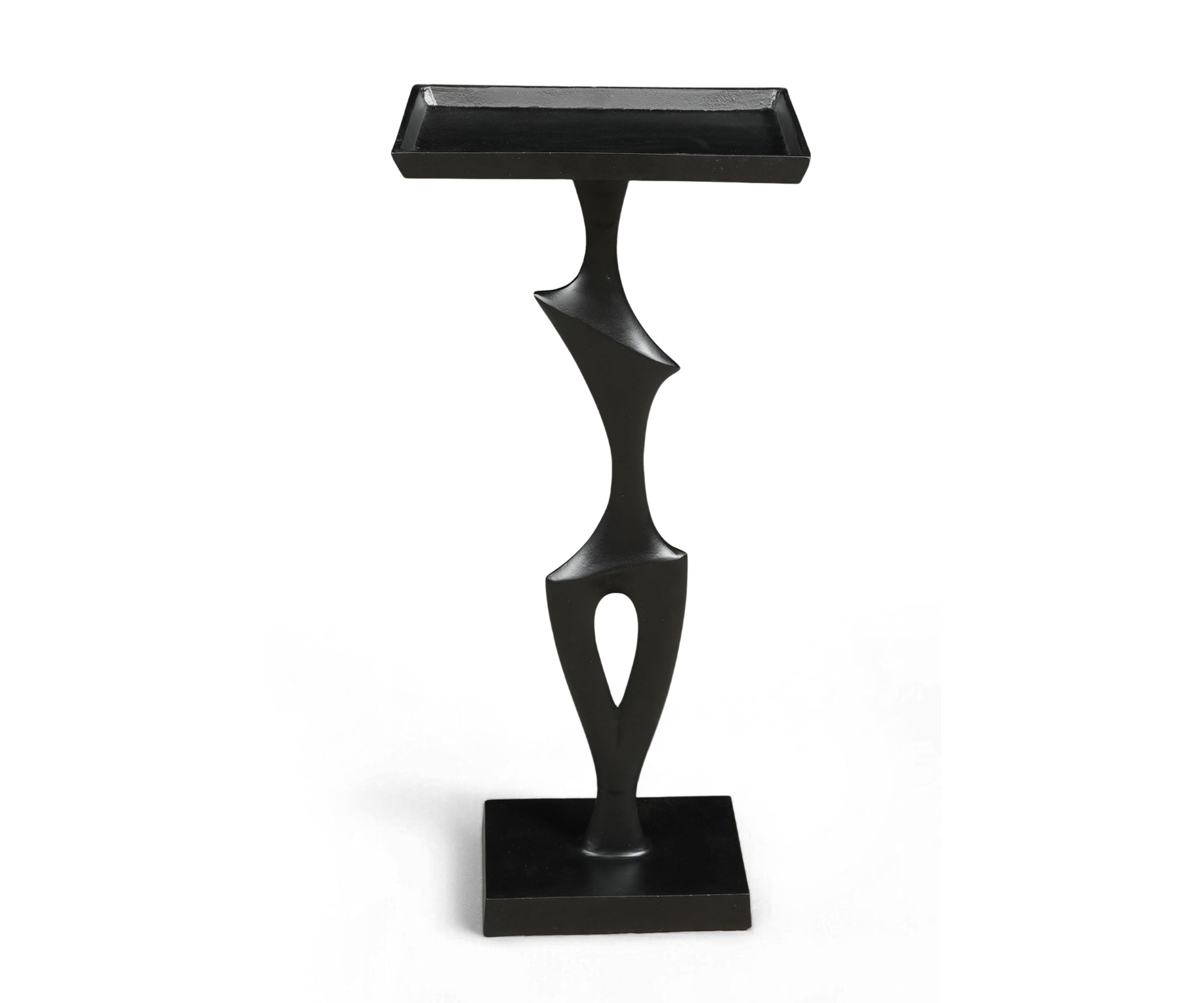 Black Metal Drink Table with Abstract Sculptural Base