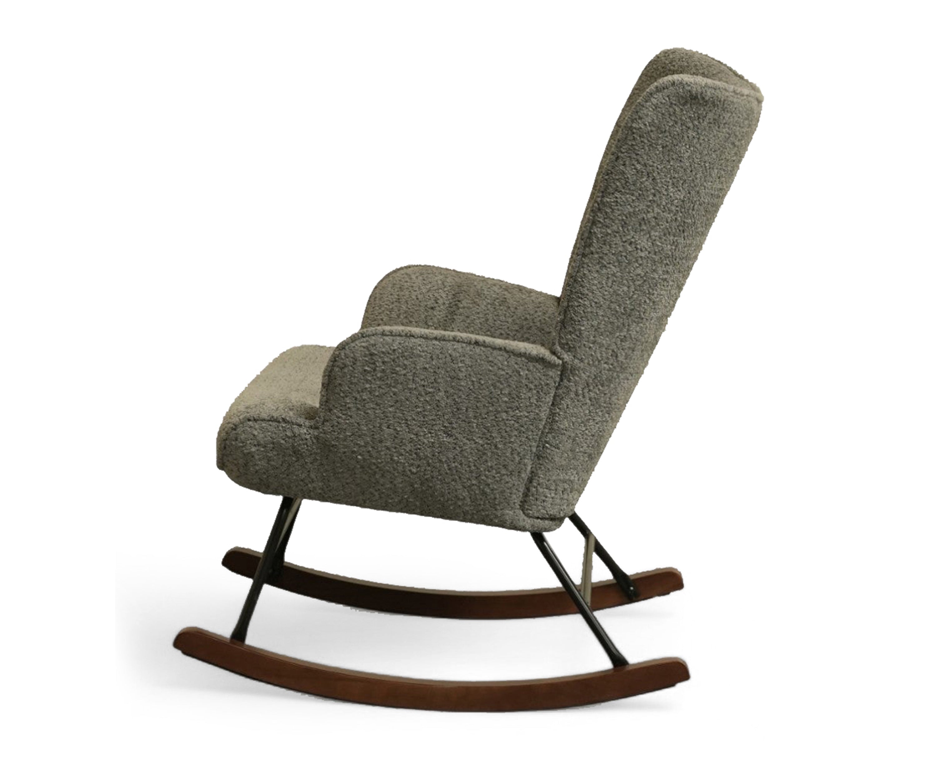 High Back Bouclé Rocker Chair - Gray