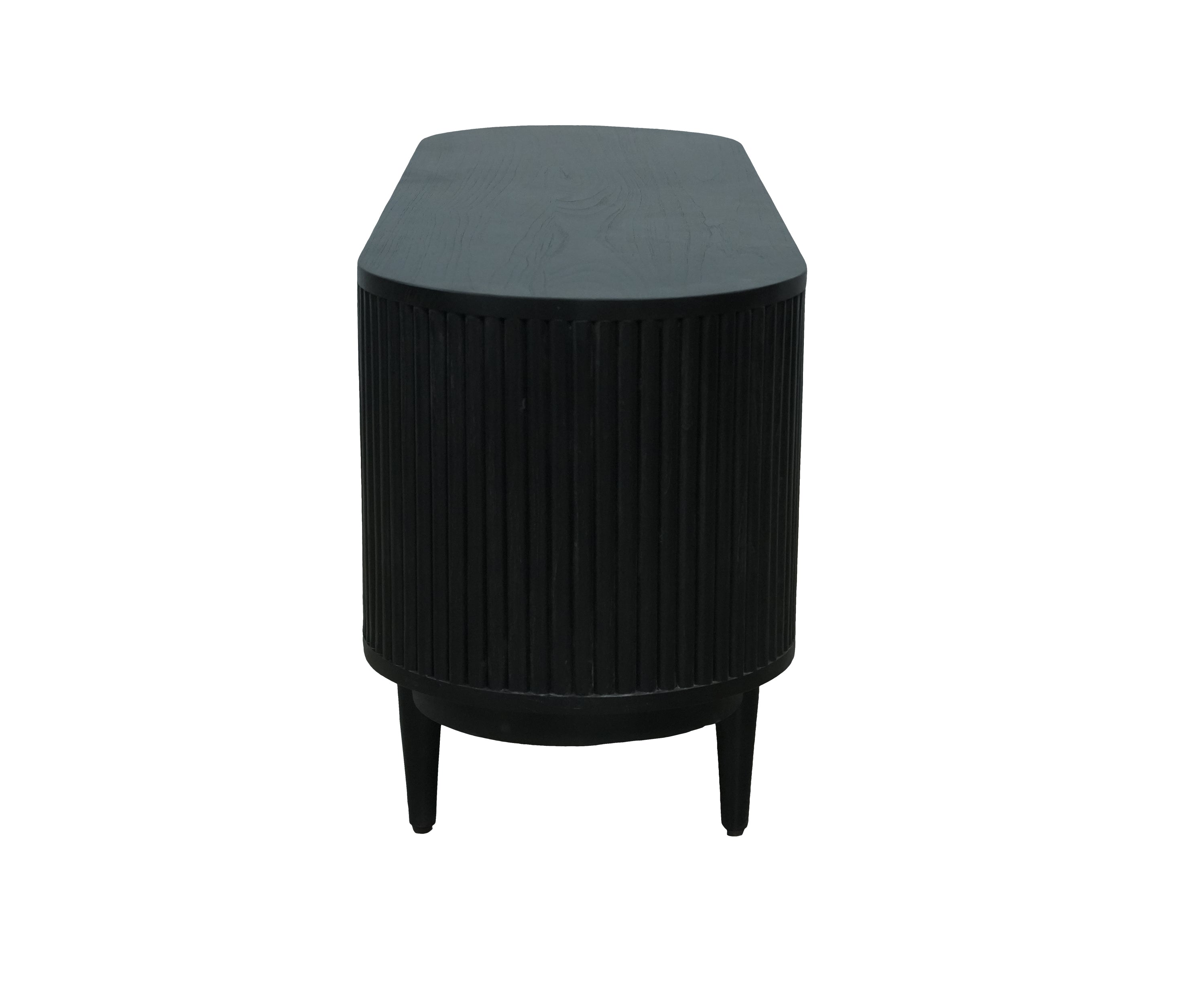 Black Ribbed Oval TV Unit