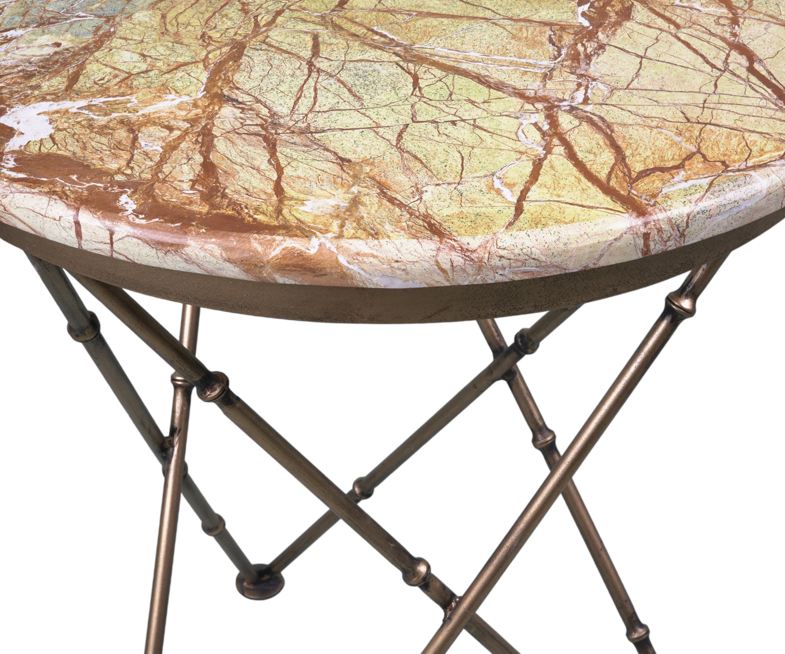Round Bidasar Marble Side Table with Metal Legs
