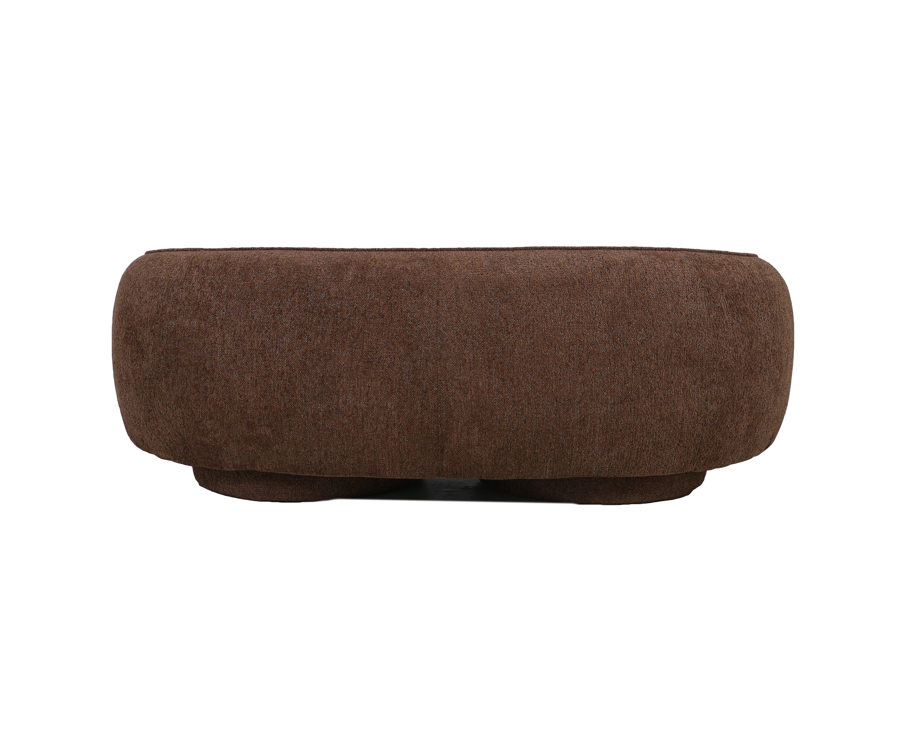 Deep Brown Bouclé Upholstered Curved Sofa