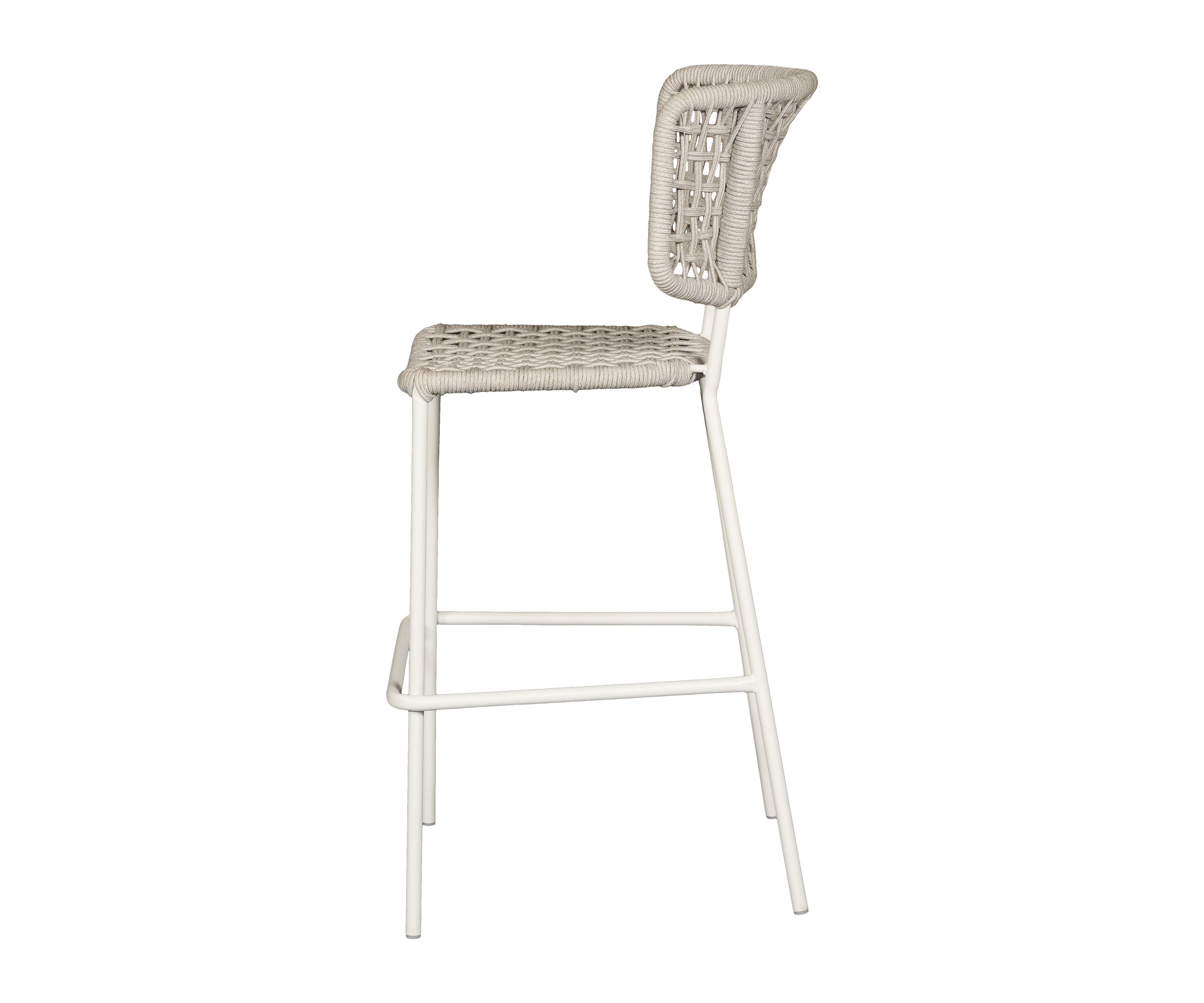 Woven Rope Bar Chair with White Metal Legs