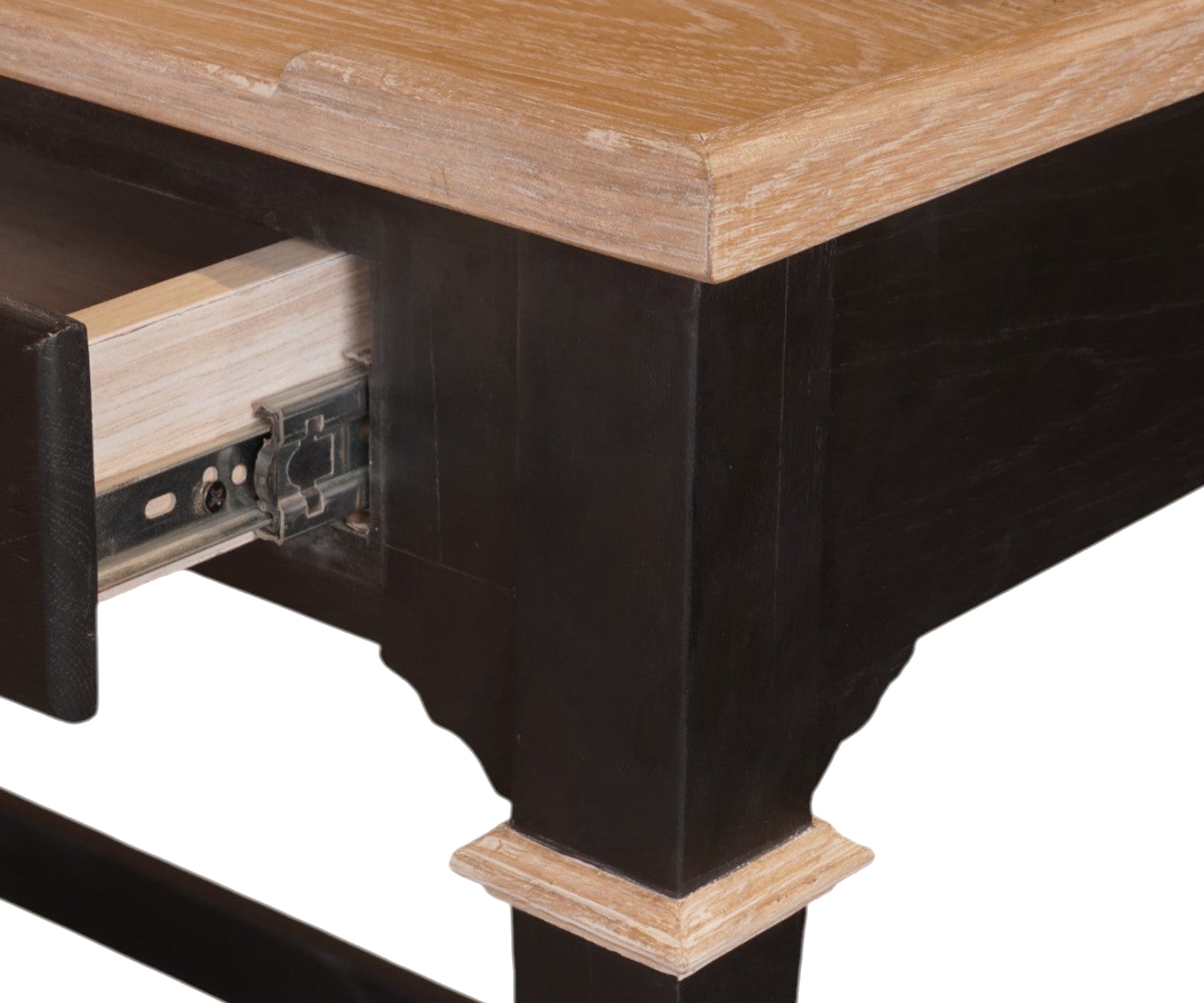Two Tone Wooden Study Table with 2 Drawers and Curved Stretcher Base