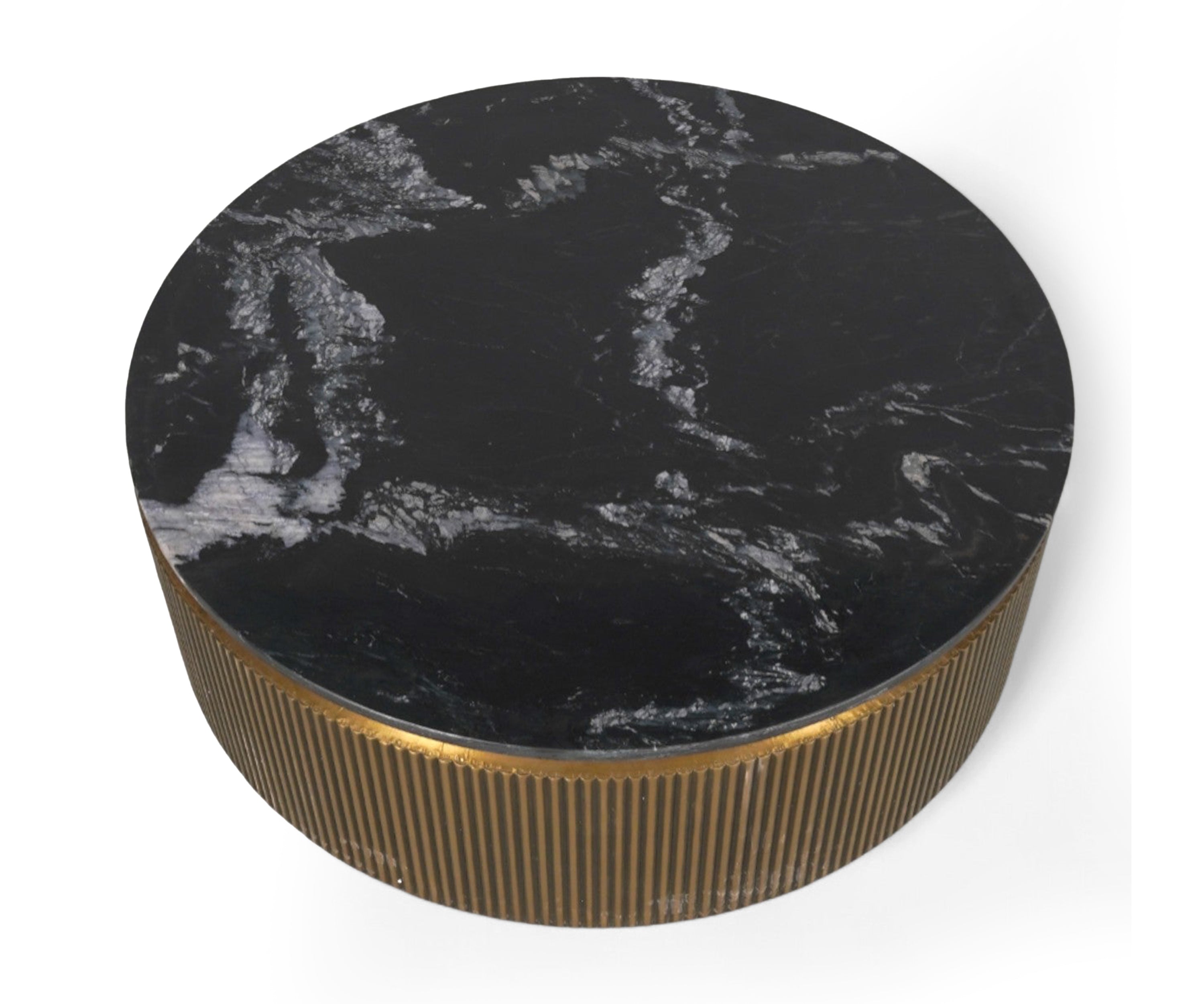 Black Marble Top Brass Coffee Table