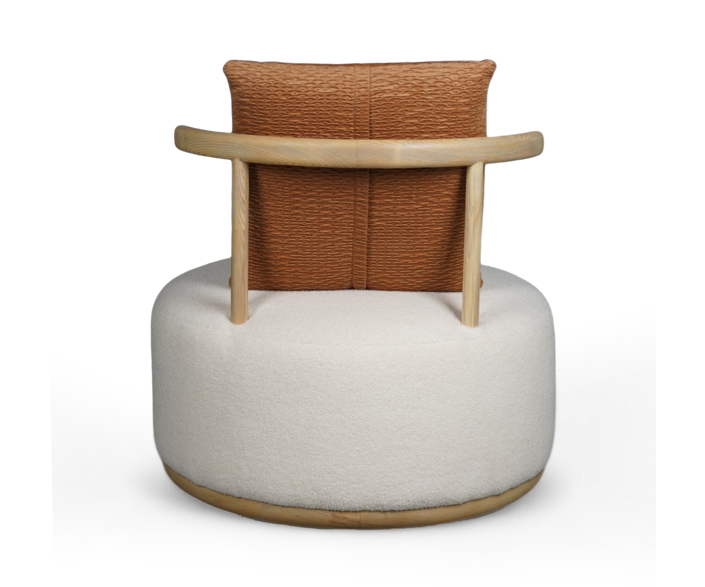 Oak Frame Round Lounge Chair with Cushion