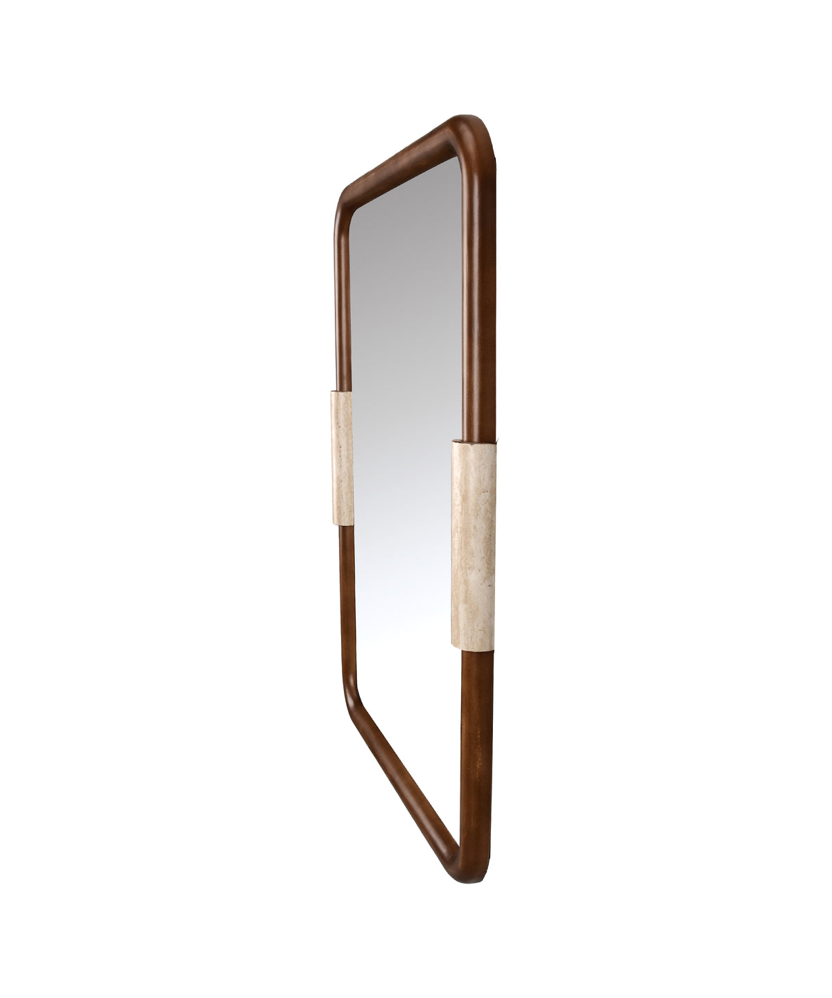 Brown Rectangle Wall Mirror with Contrast Accents