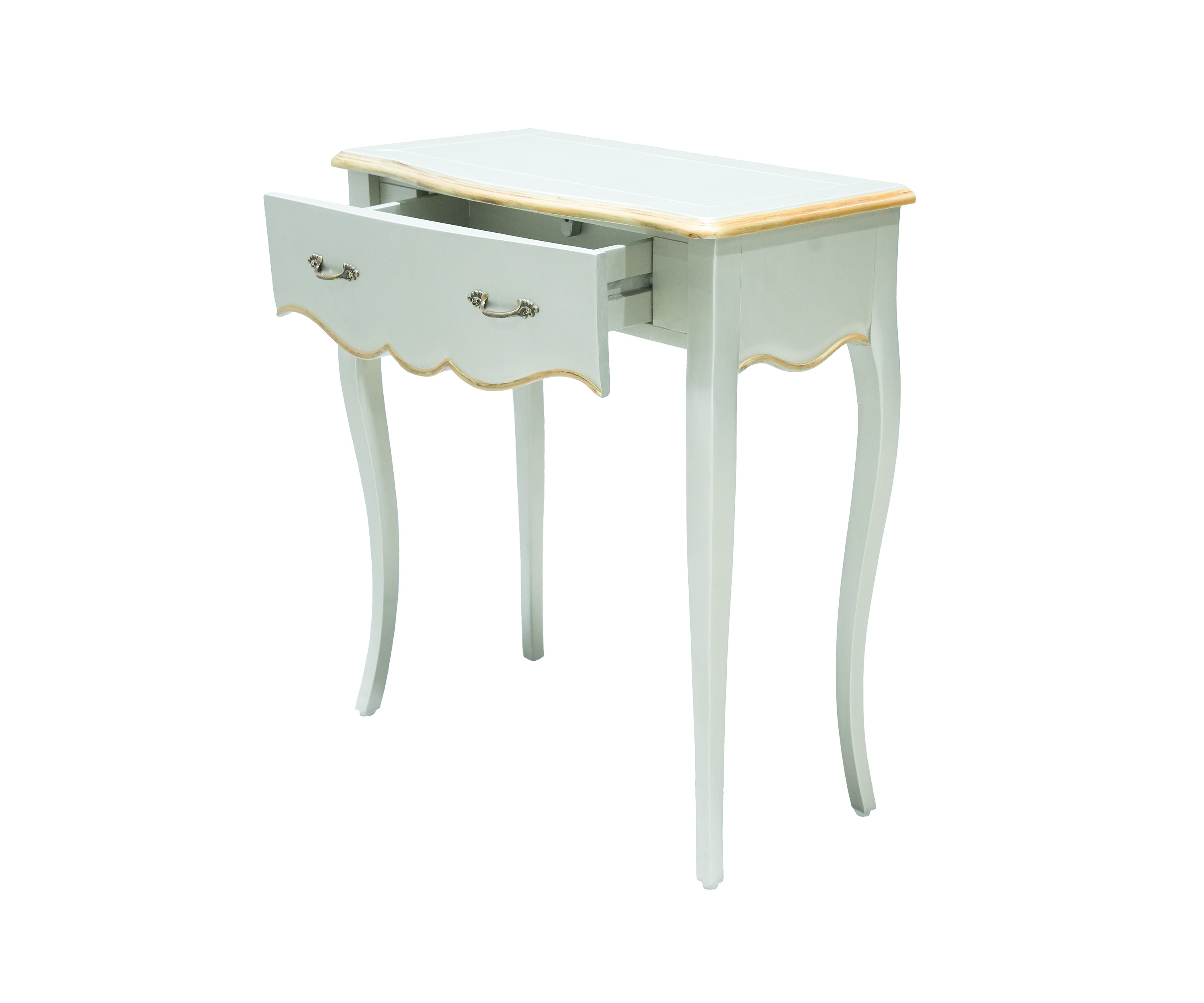 Provincial French Curved Scallop Grey & Gold Console