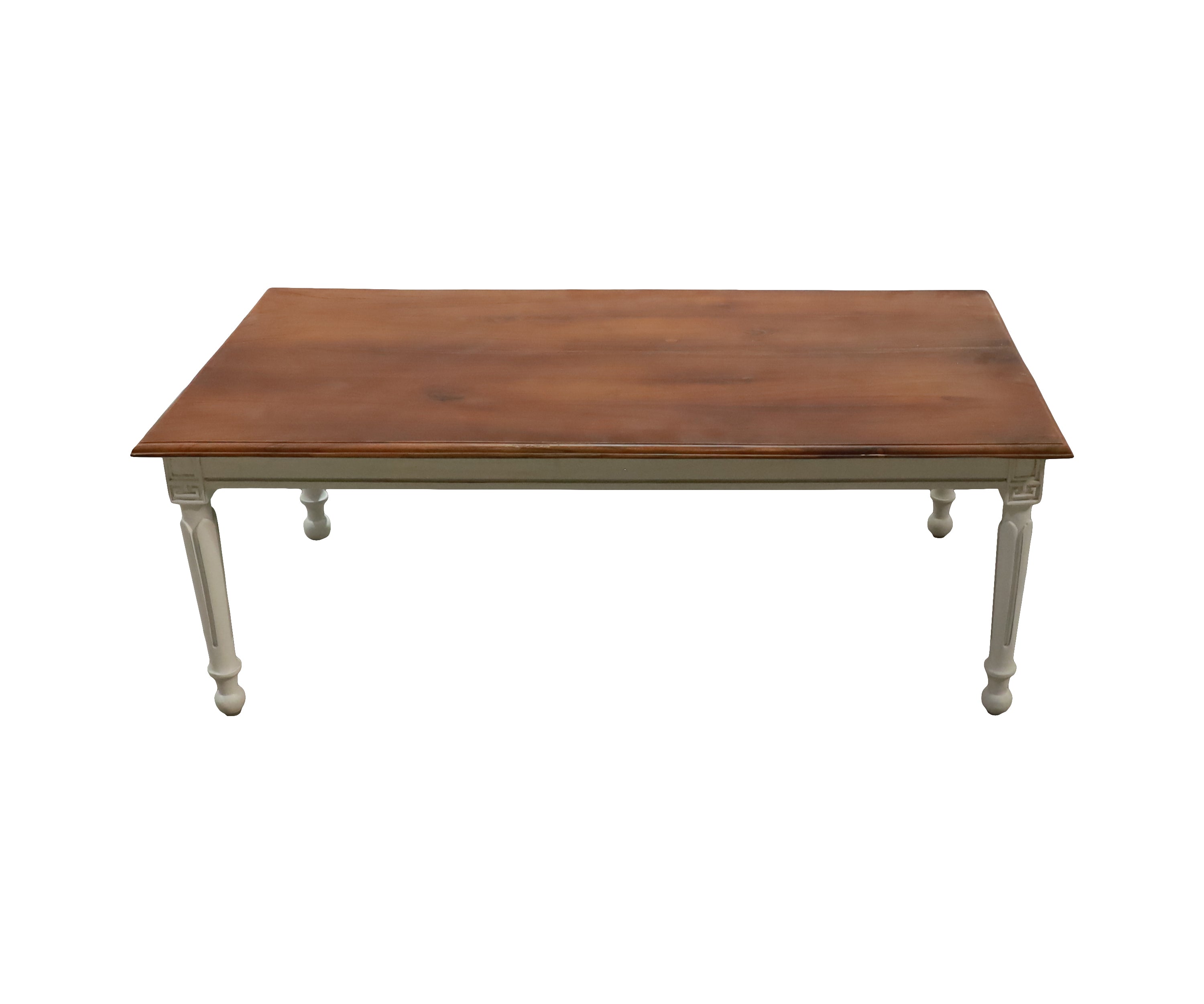 Two-Tone Wooden Coffee Table with Carved Legs