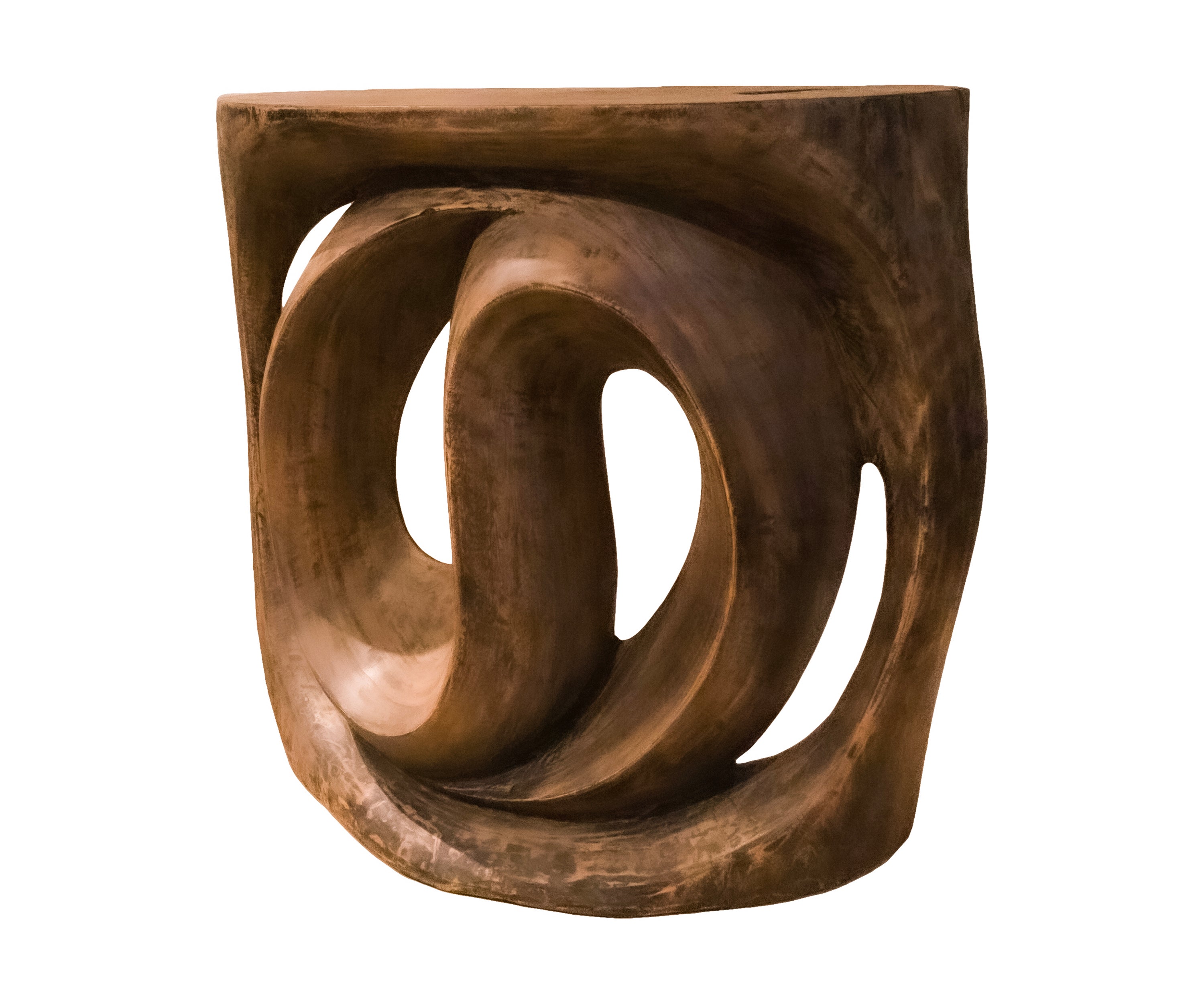 Modern Curved Wood Console Table in Natural Finish