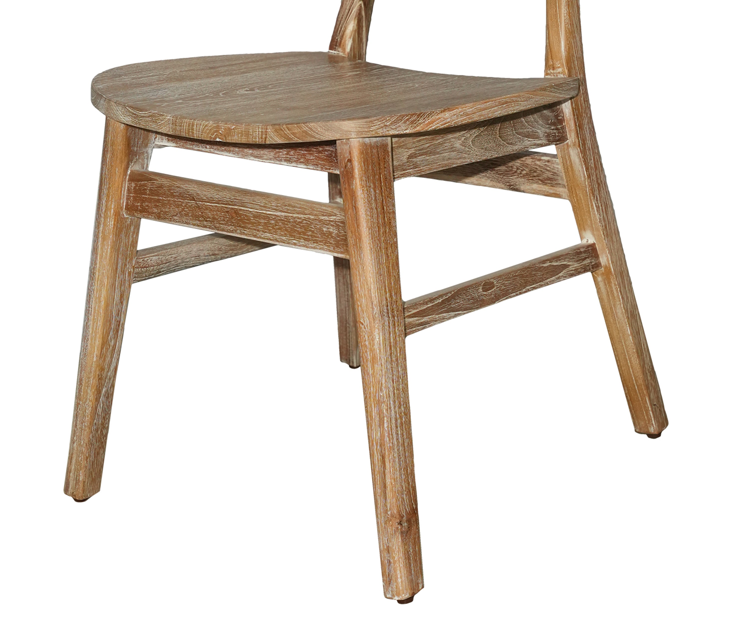 Rustic Teak Wood Dining Chair with Oval Backrest