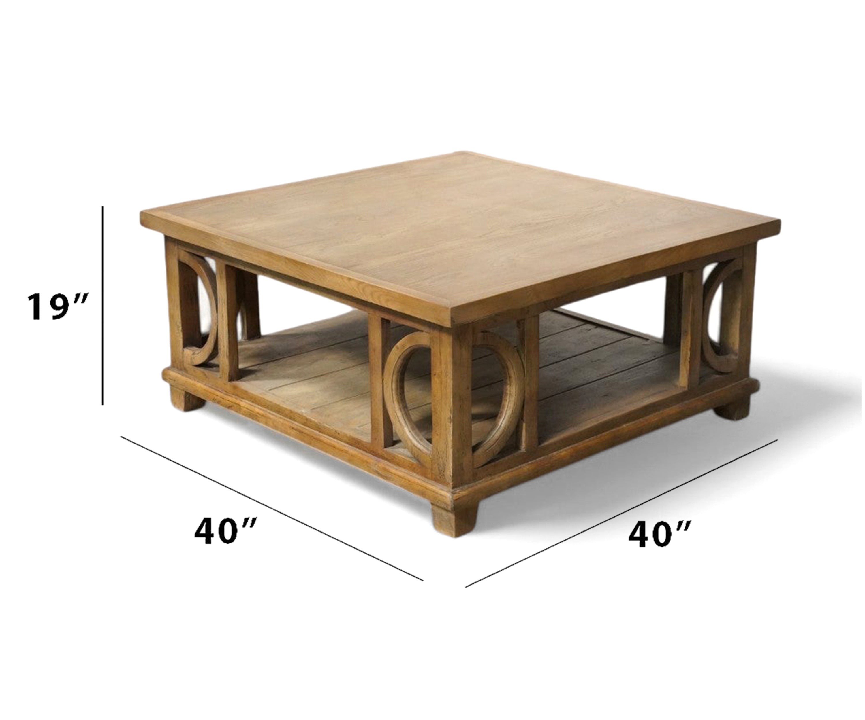 Square Solid Wood Centre Table with open shelf