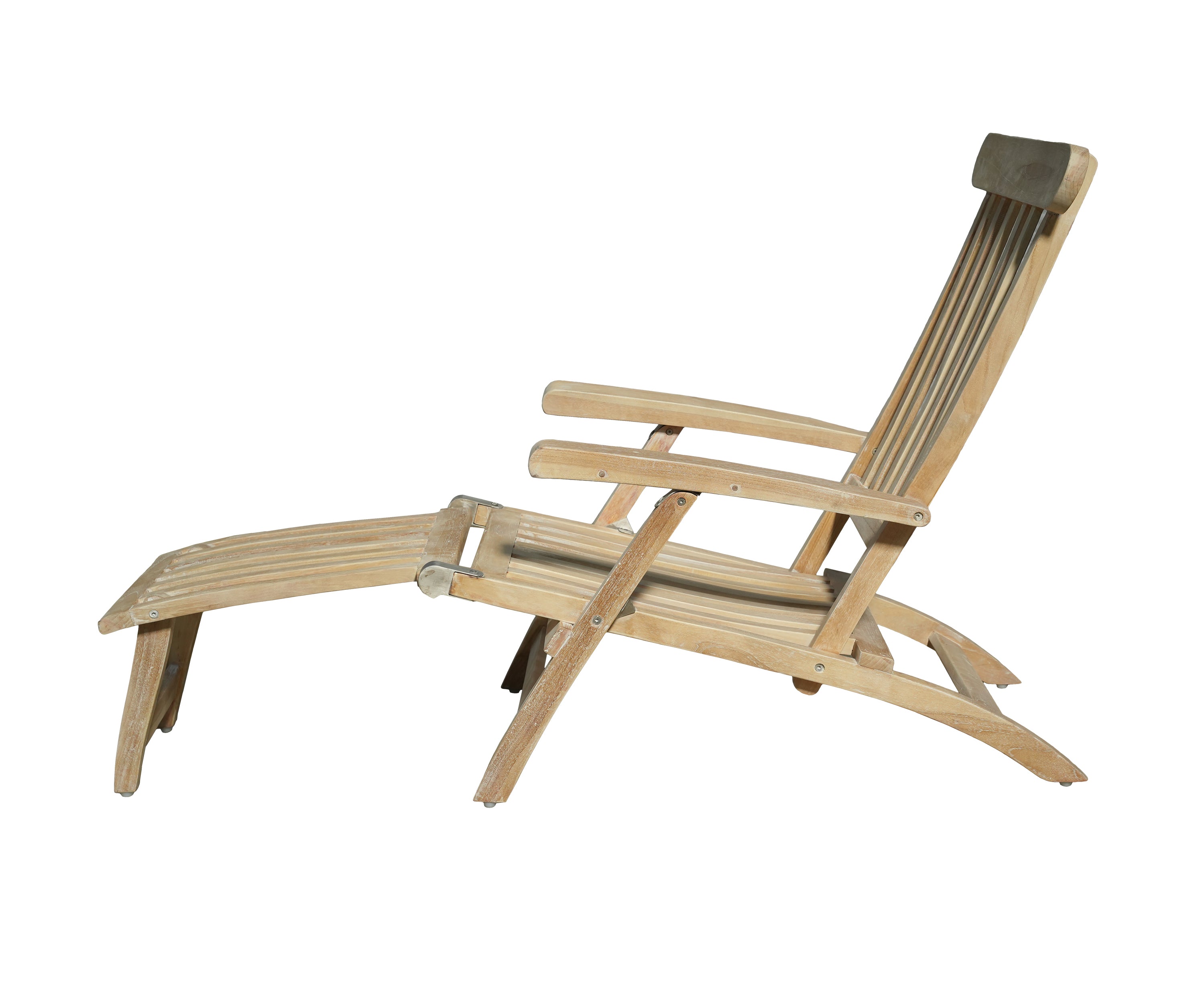 Teak Steamer Deck Chair with Adjustable Reclining Back