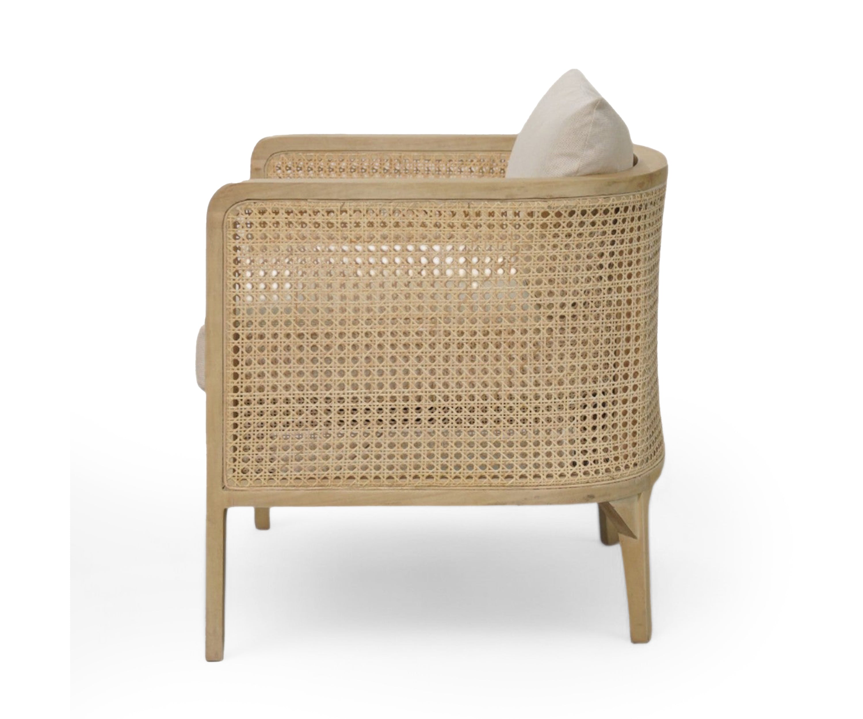 Natural Oak Cane Accent Arm Chair