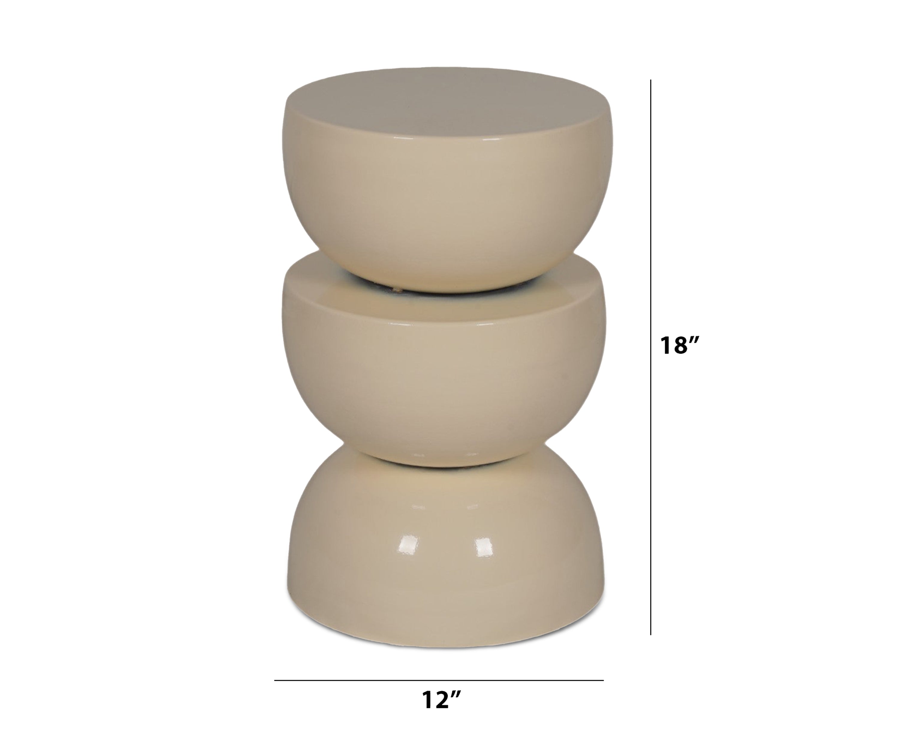 Ivory Sculptural Side Table with Stacked Pod Base