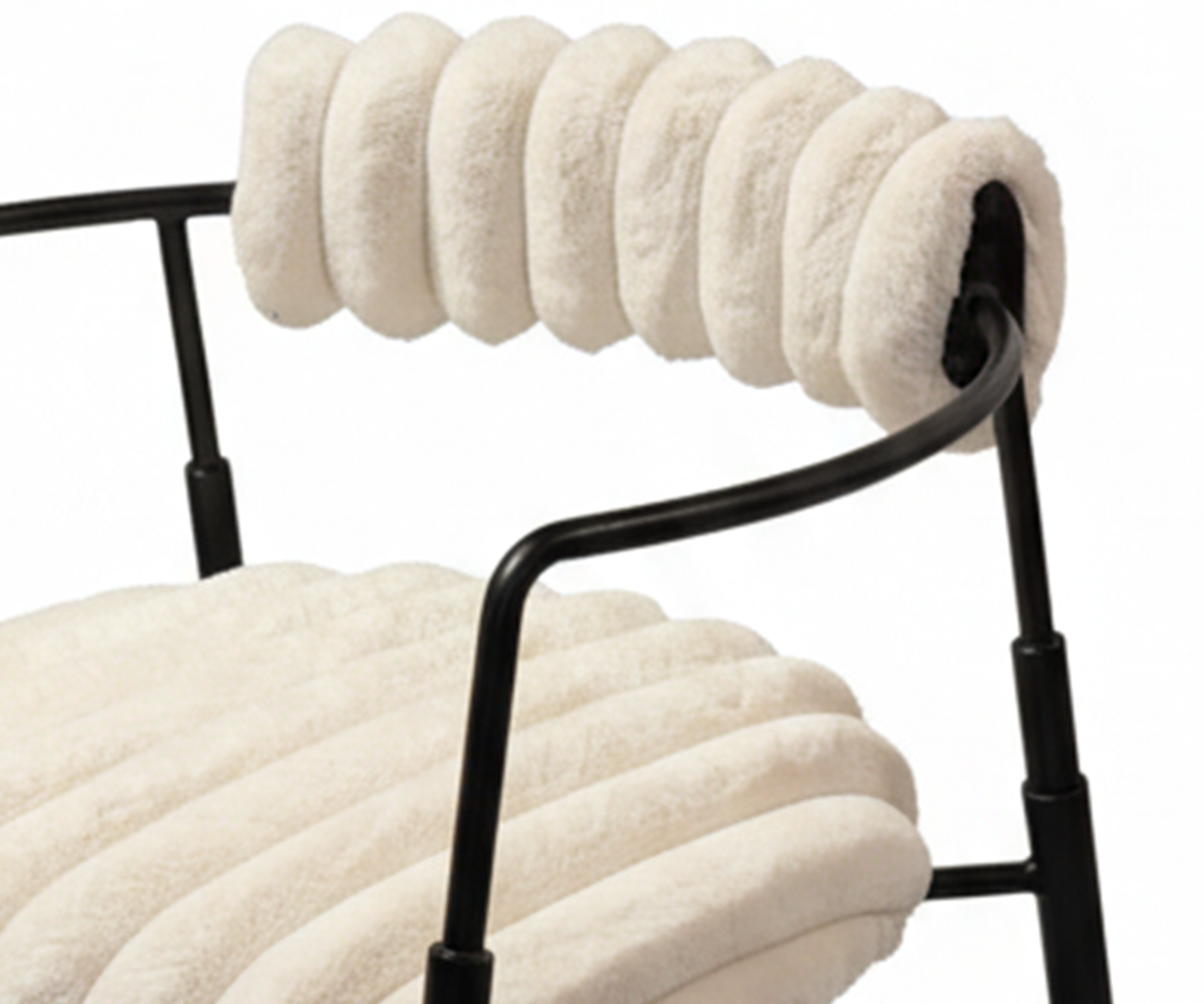 Ivory Fur Accent Chair with Metal Frame