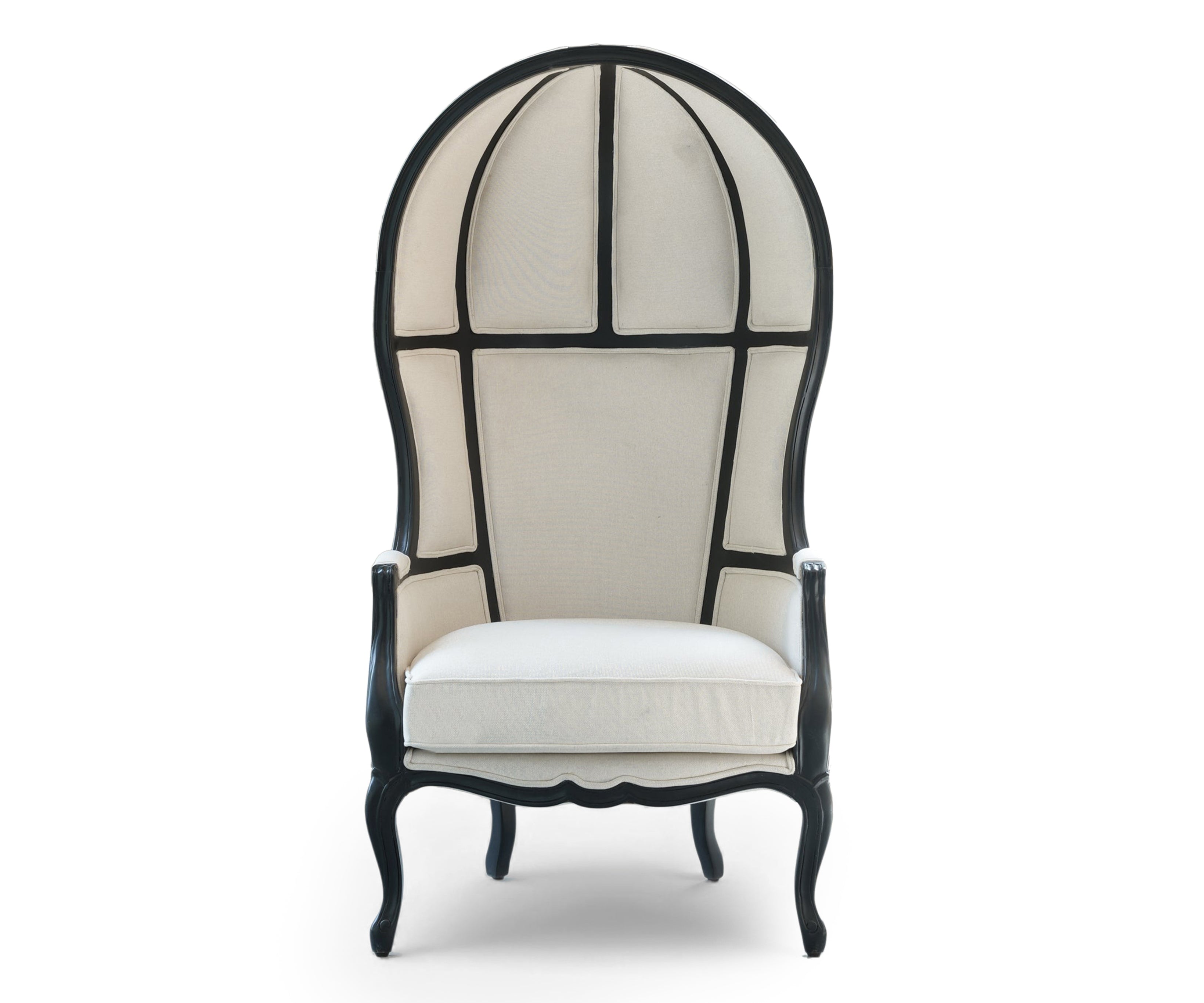 Black and Ivory High Back Wing Accent Chair