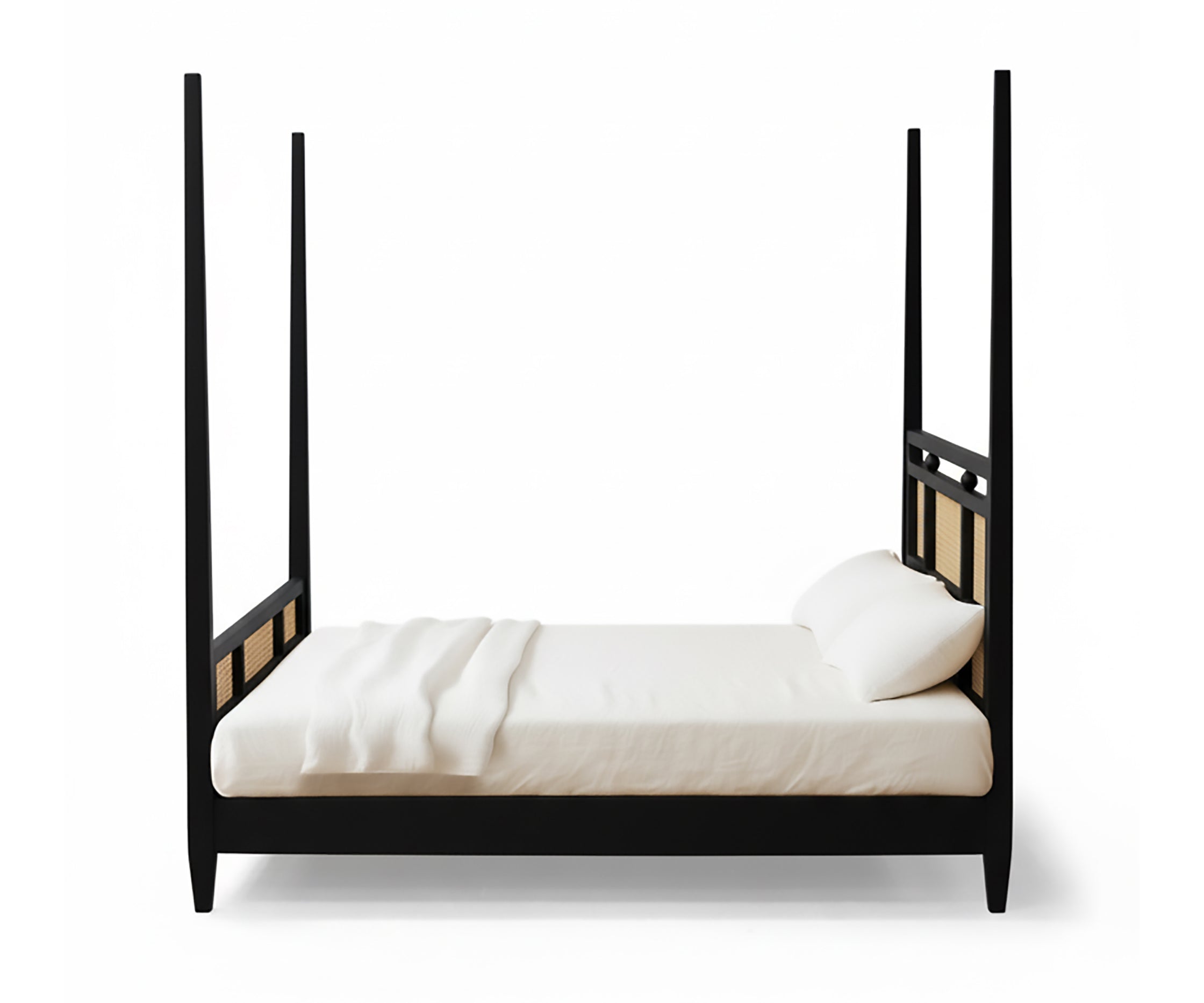 Noir Acacia Wood Cane Poster Bed