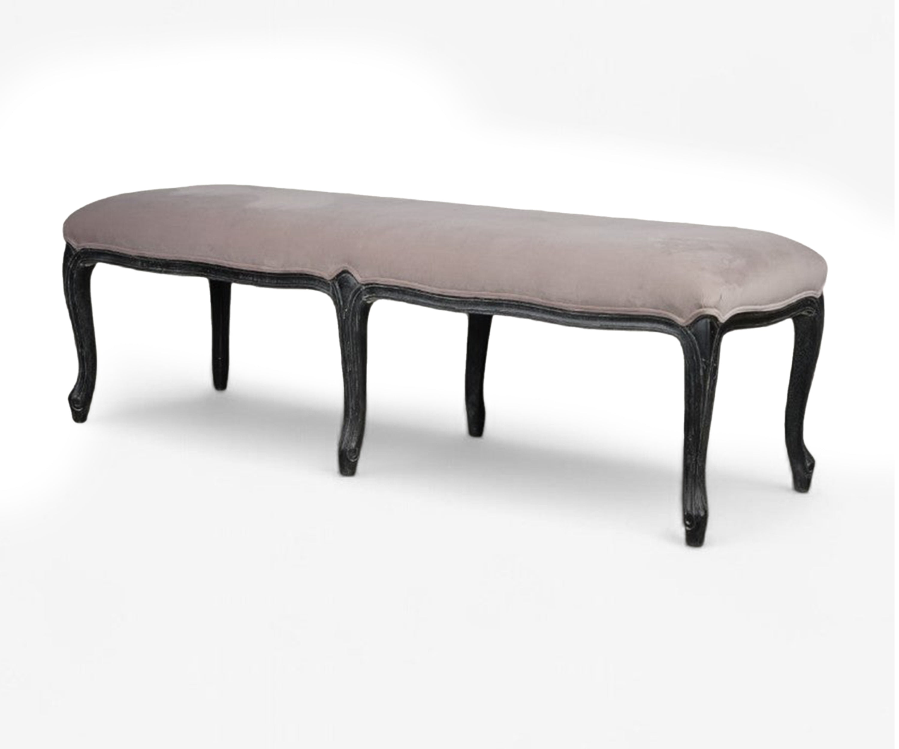 Vintage pink Velvet Bed Bench with Black Wooden Legs