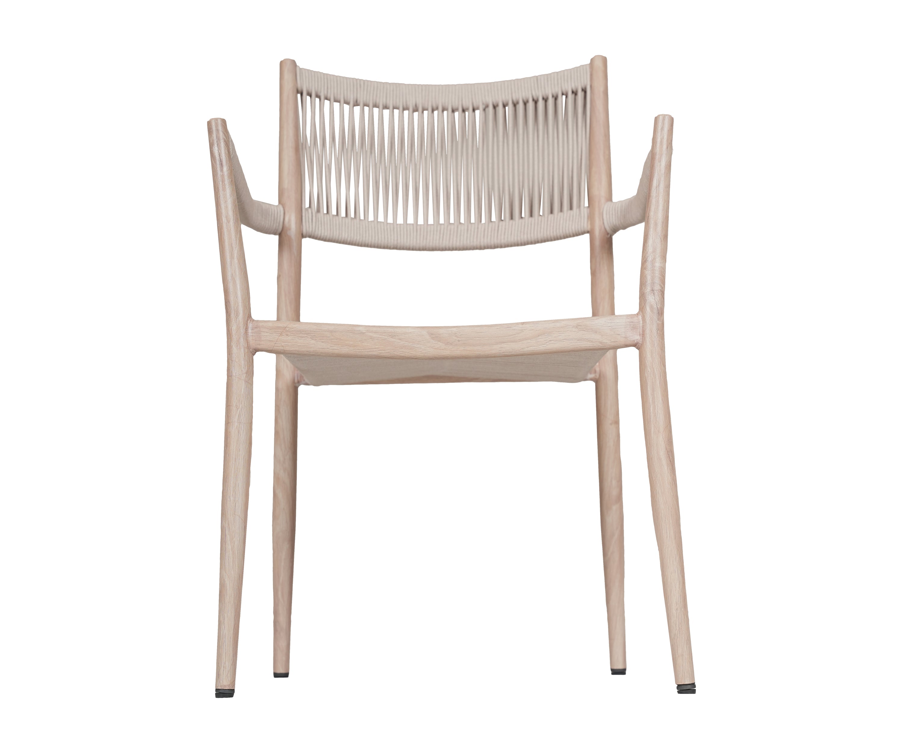 Beige Outdoor Metal Armchair with Nylon Woven Rope Seat & Backrest