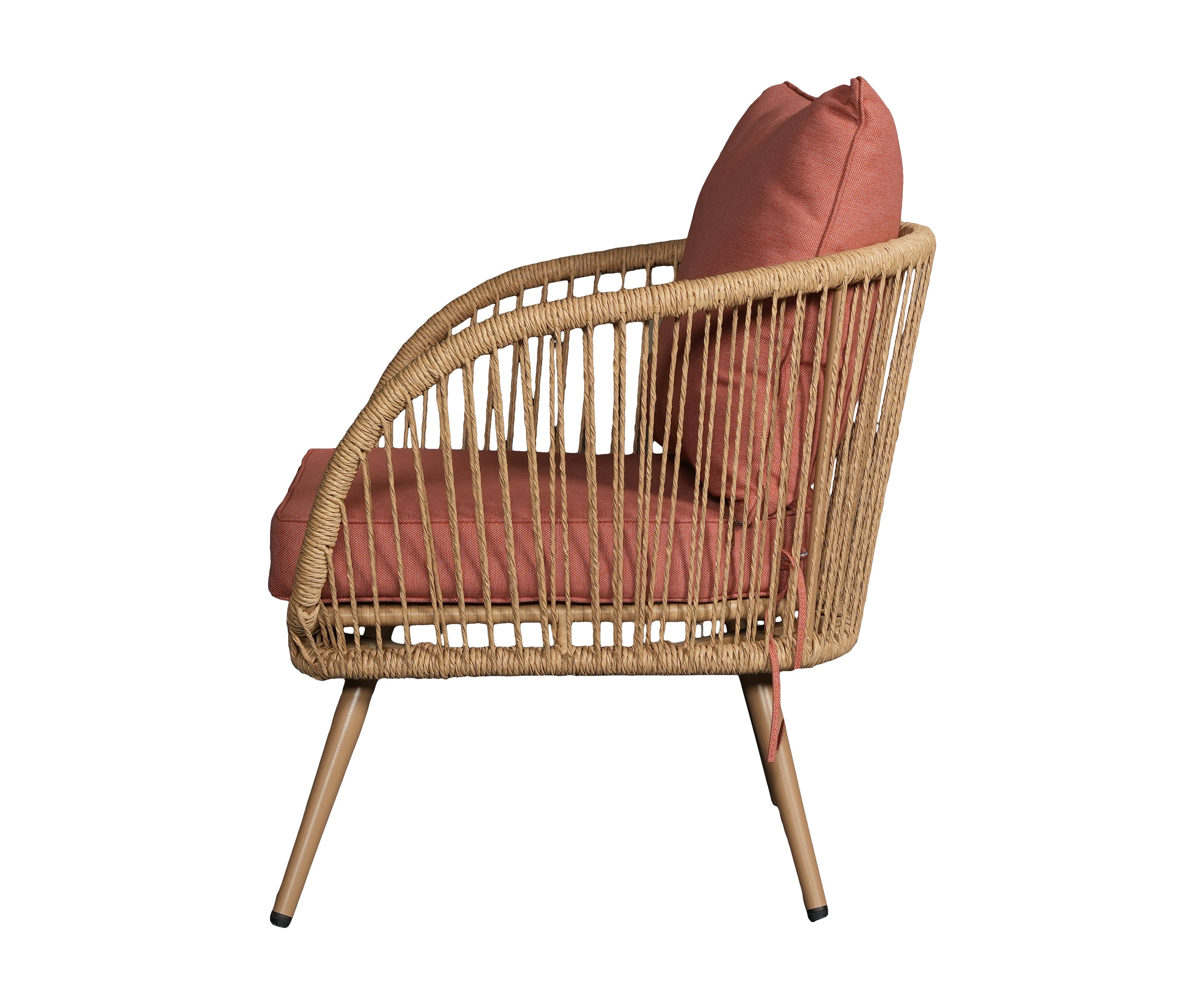 Brown Nypon Rope Outdoor Armchair with Terracotta Cushioned Seat