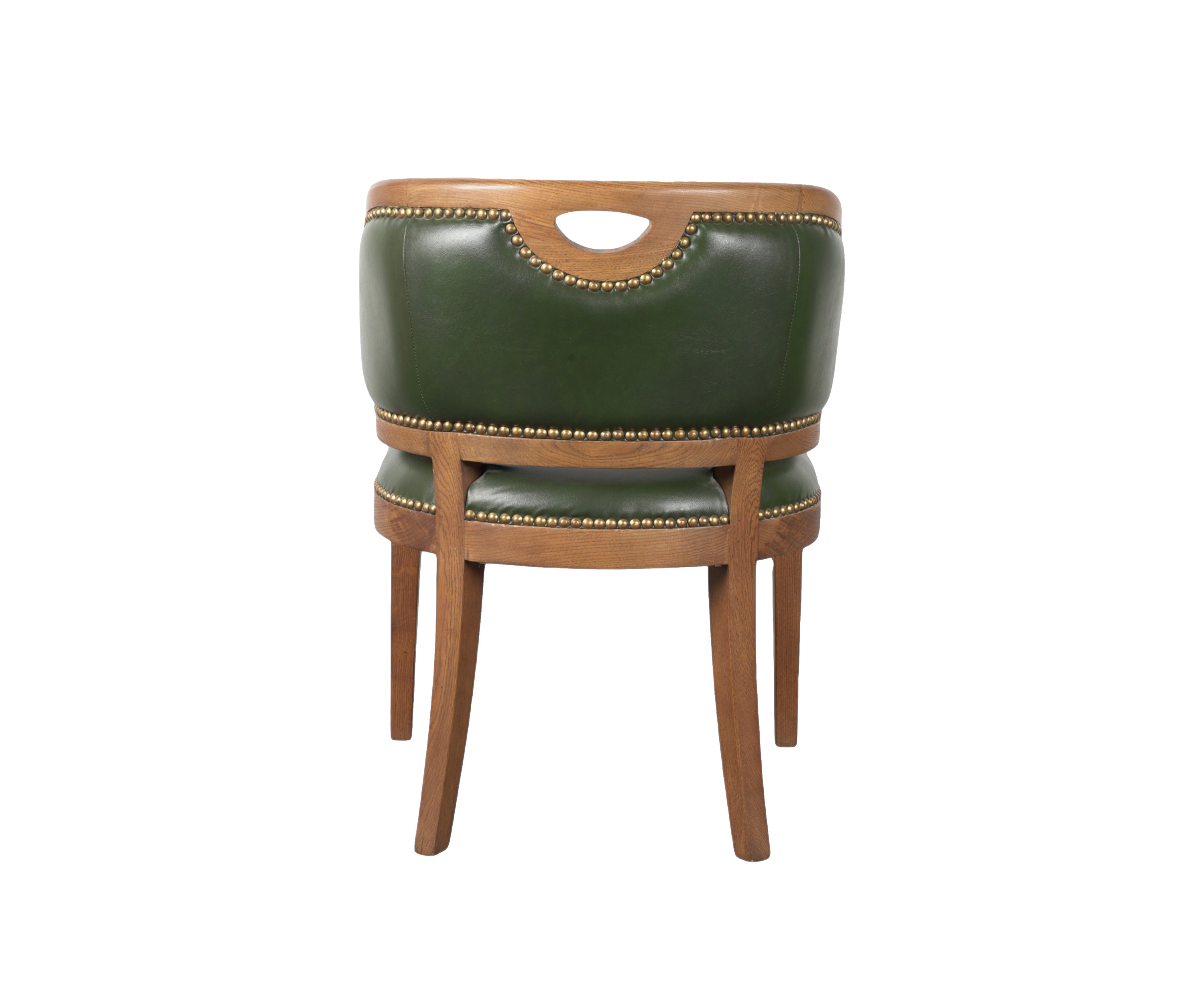 Forest Green Tub Chair with Wood Frame & Brass Studs