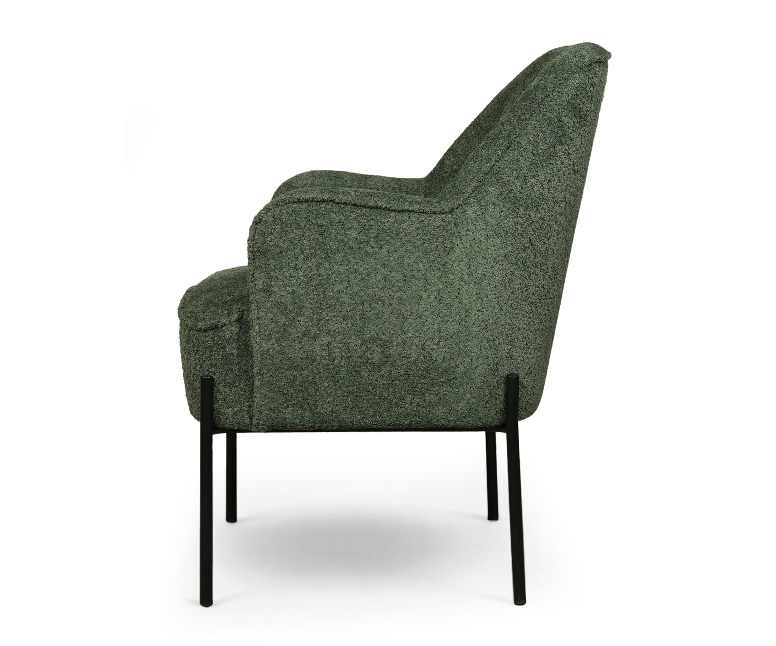 Green Bouclé Accent Arm Chair with Metal Legs