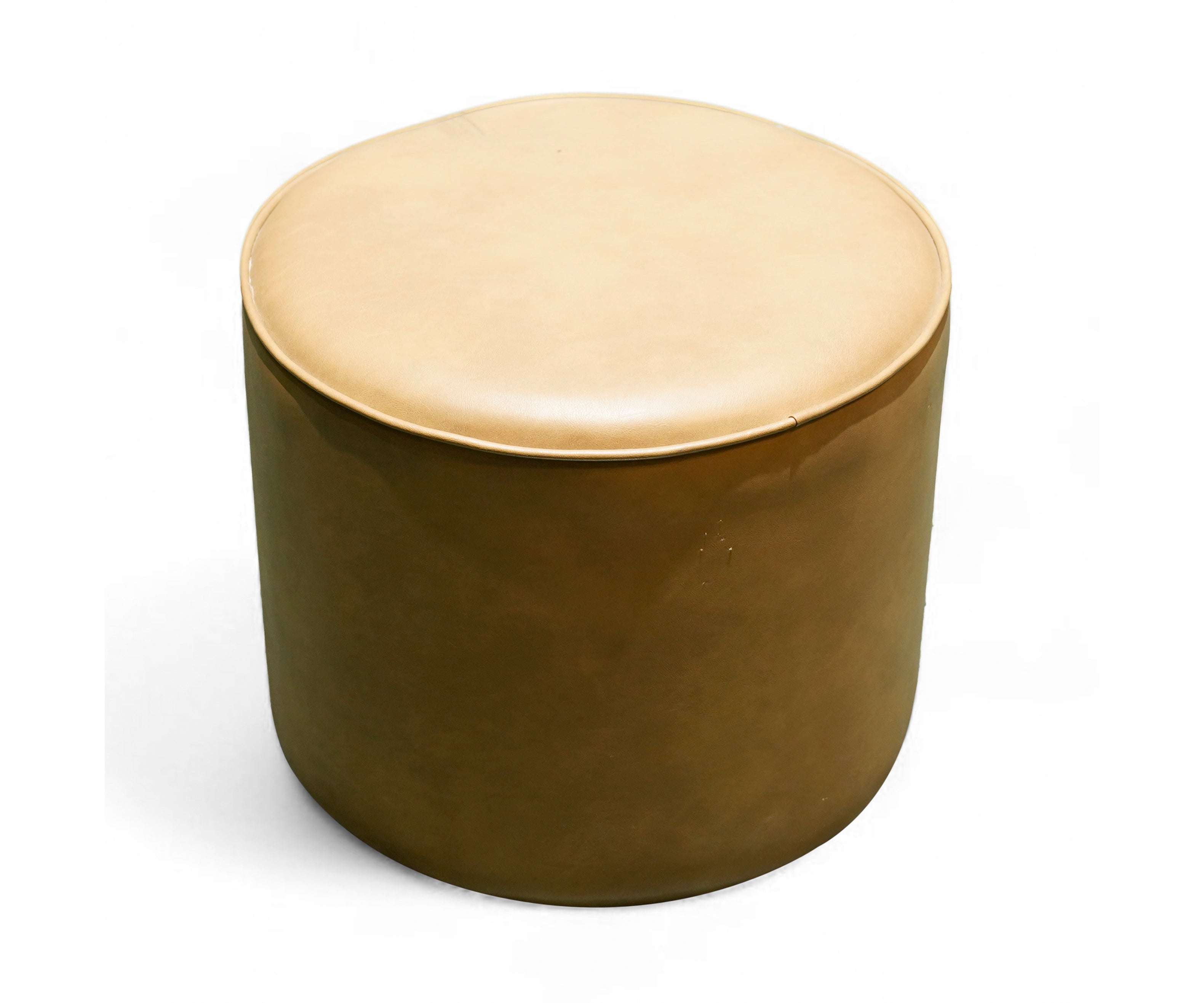 Round Leather Ottoman