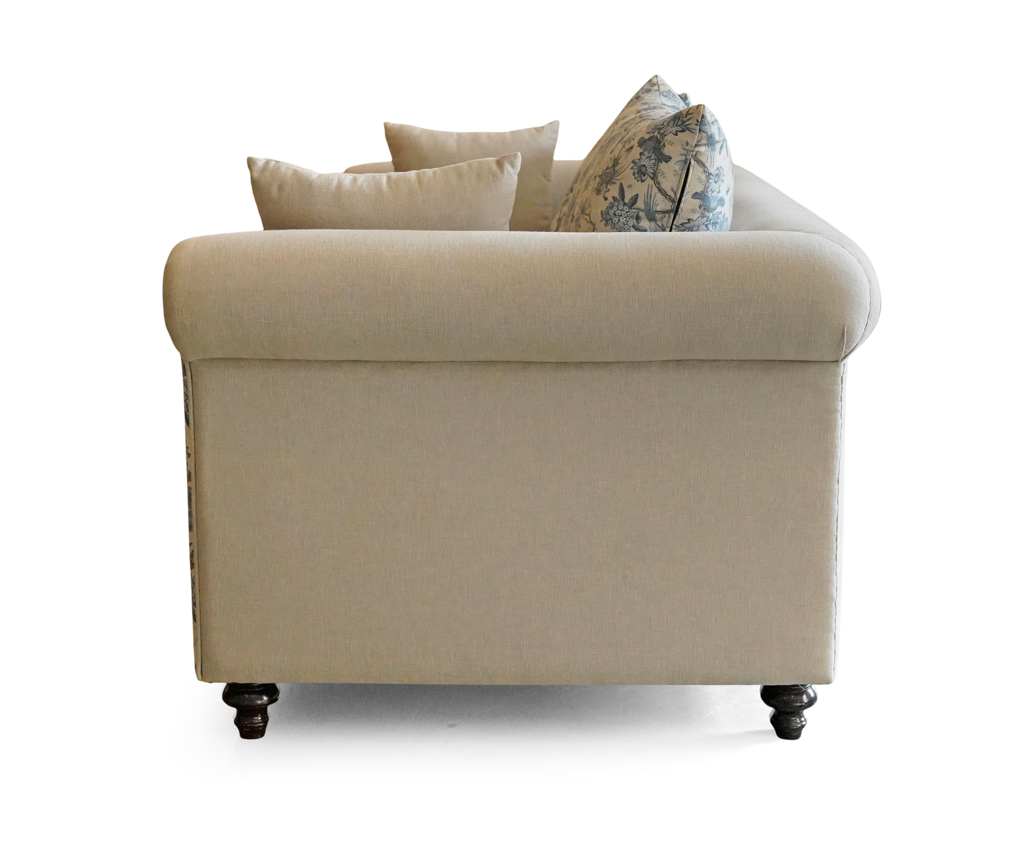 Printed Cotton Curved Arm 3 Seater Sofa