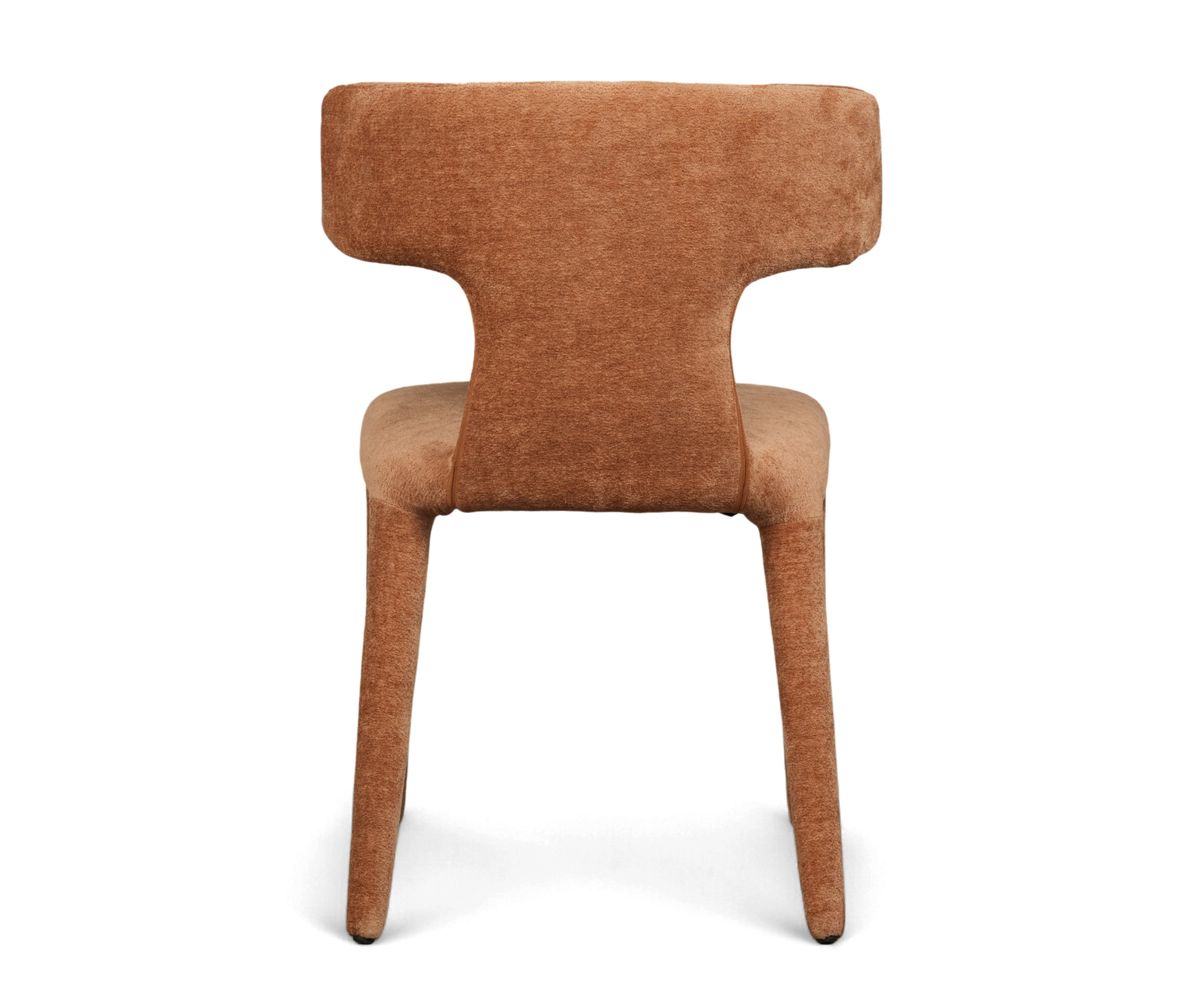 Rust Brown Sculptural Upholstered T-Back Dining Chair