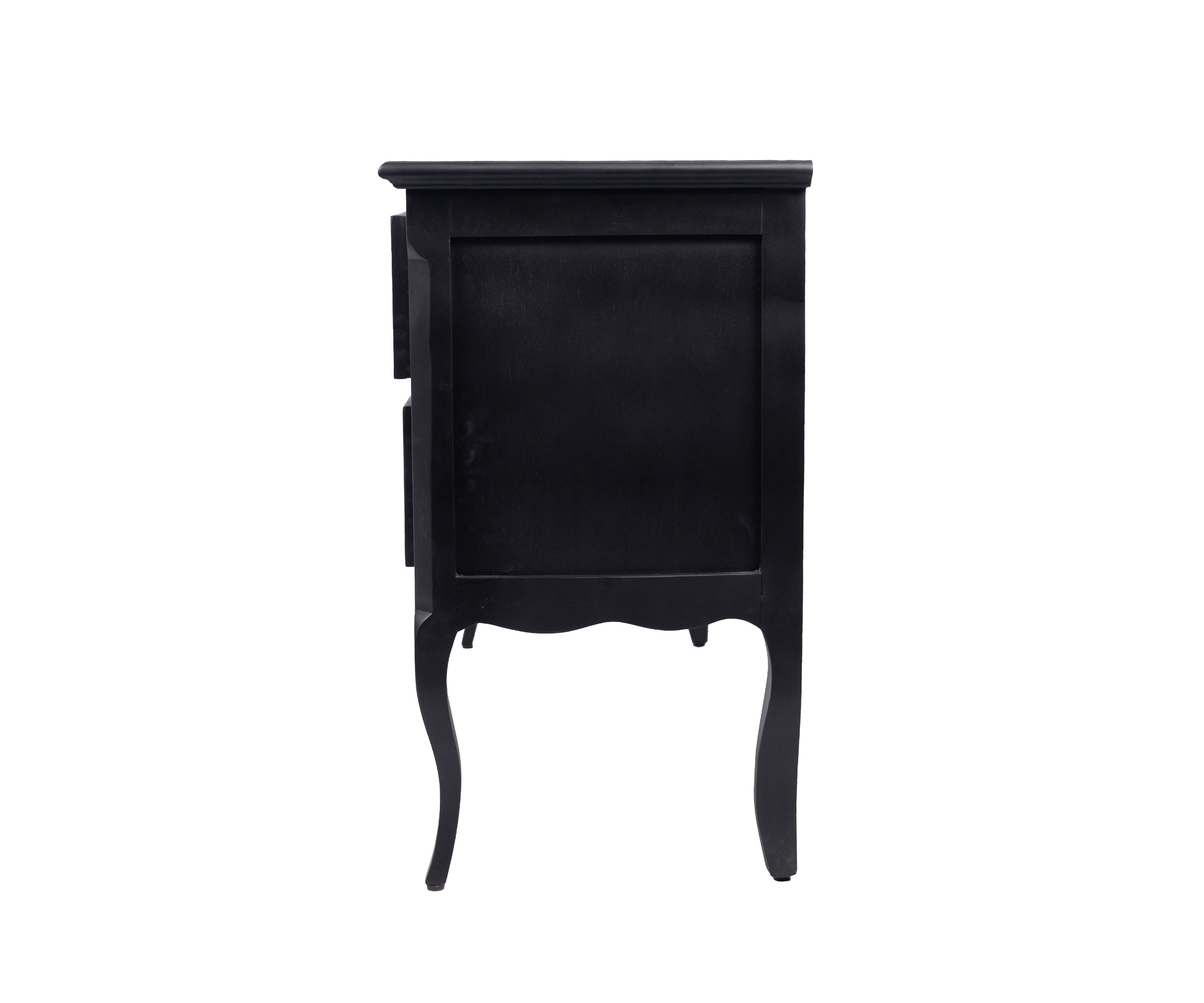 French Style Black Chest of Drawers with Brass Handles