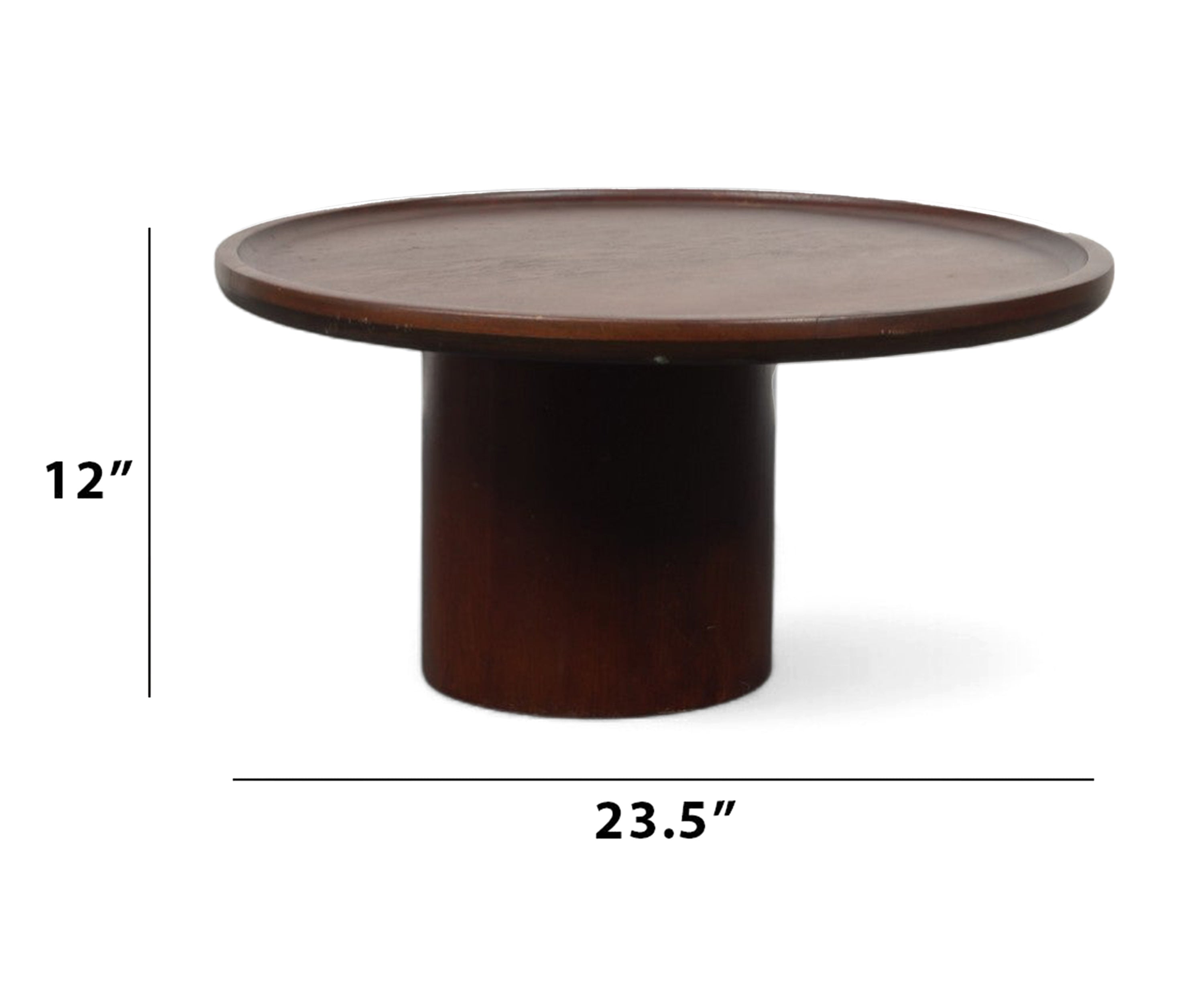 Round Acacia Wood Tray Top Side Table