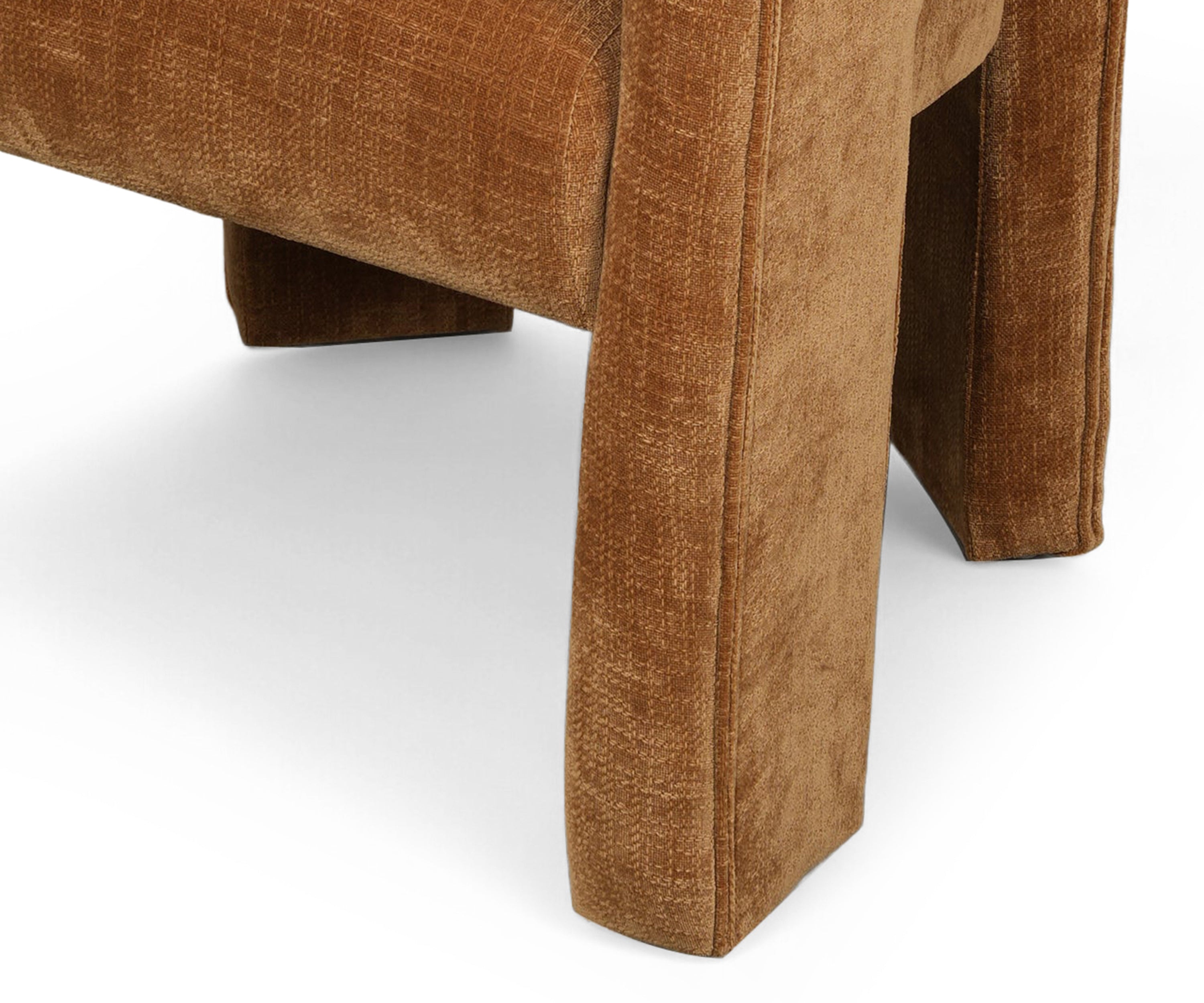 Camel Velvet Barrel Arm Chair