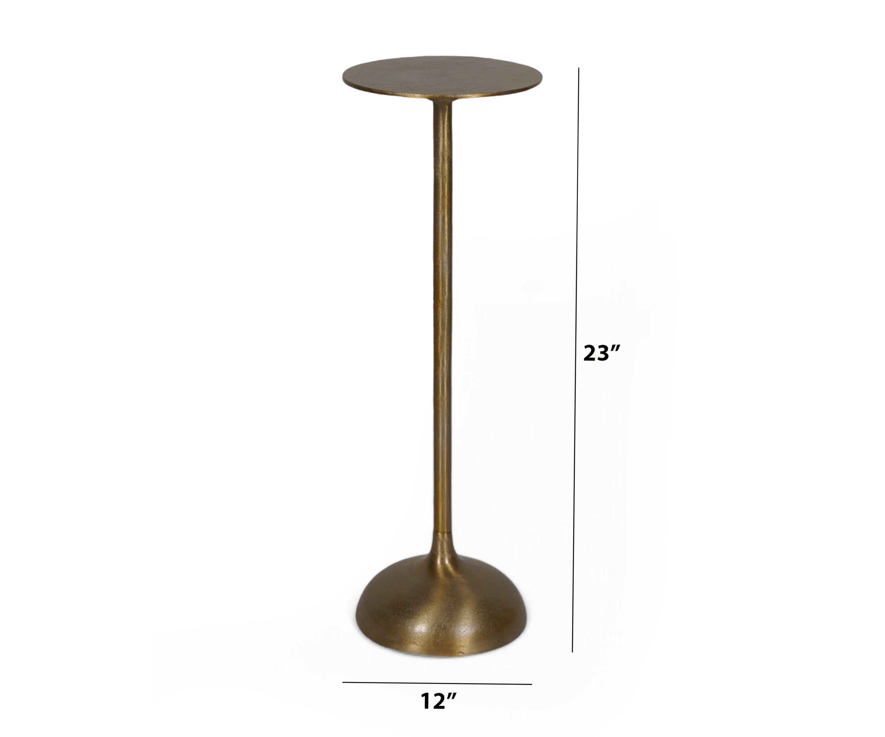 Antique Brass Martini Side Table with Bell Pedestal Base