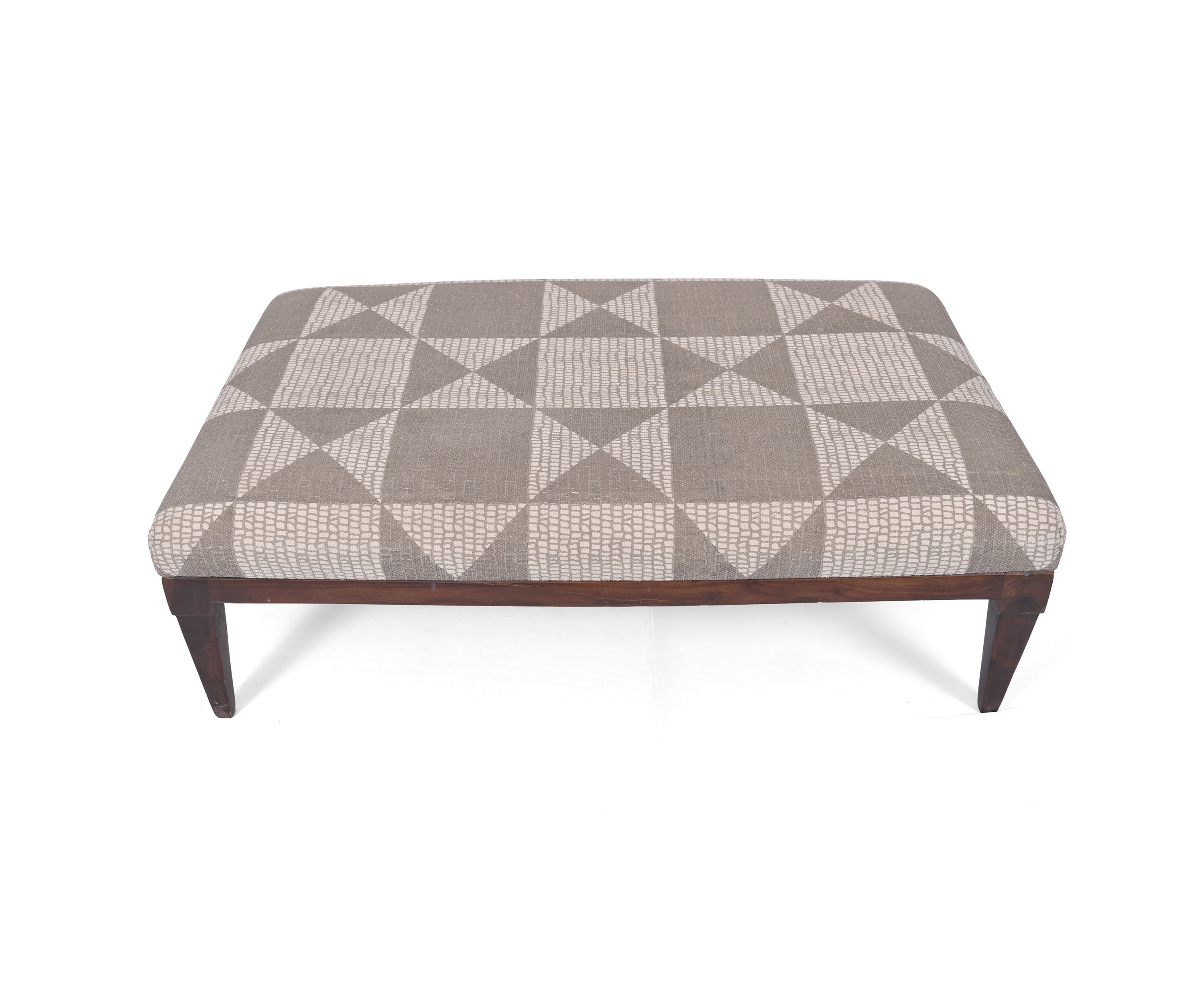 Geometric Printed Ottoman with Wooden Legs