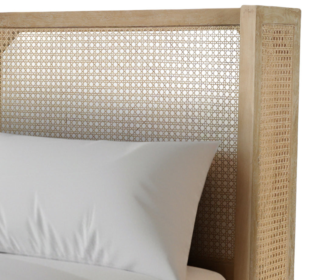 Arden Acacia Wood Cane Panel Bed